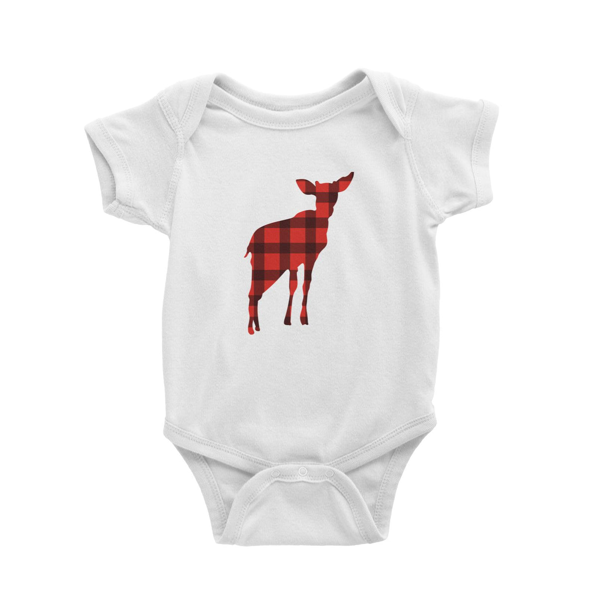 Baby Deer Silhouette Checkered Pattern Baby Romper Christmas Matching Family Animal