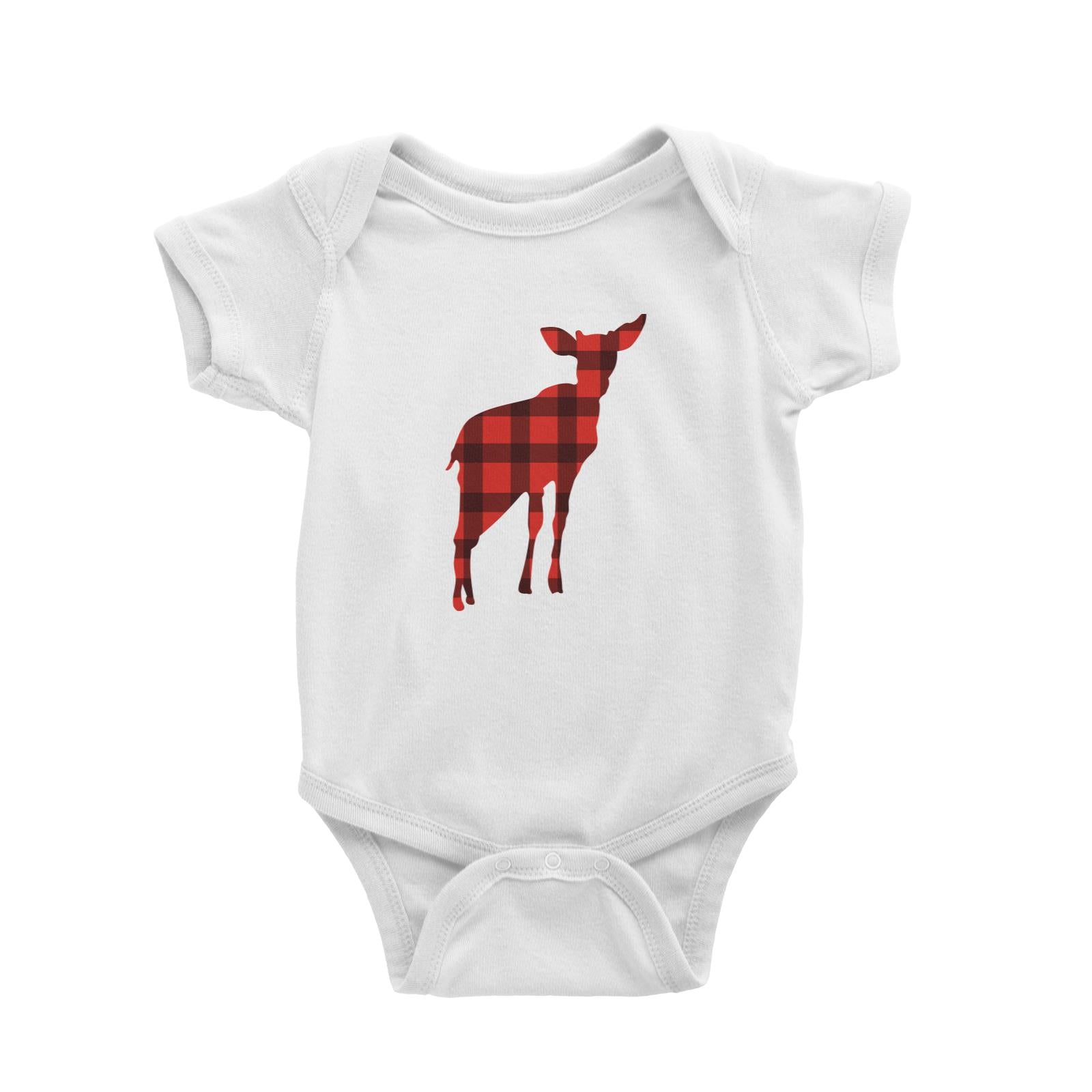Baby Deer Silhouette Checkered Pattern Baby Romper Christmas Matching Family Animal