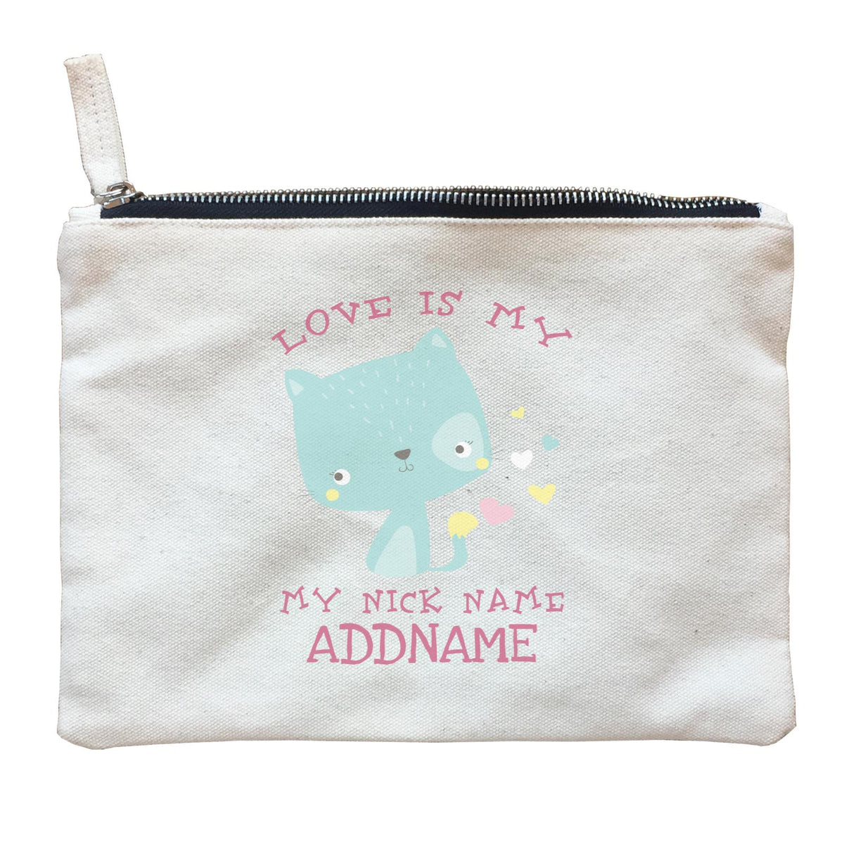 Love Is My Nickname Pastel Cat Addname Zipper Pouch