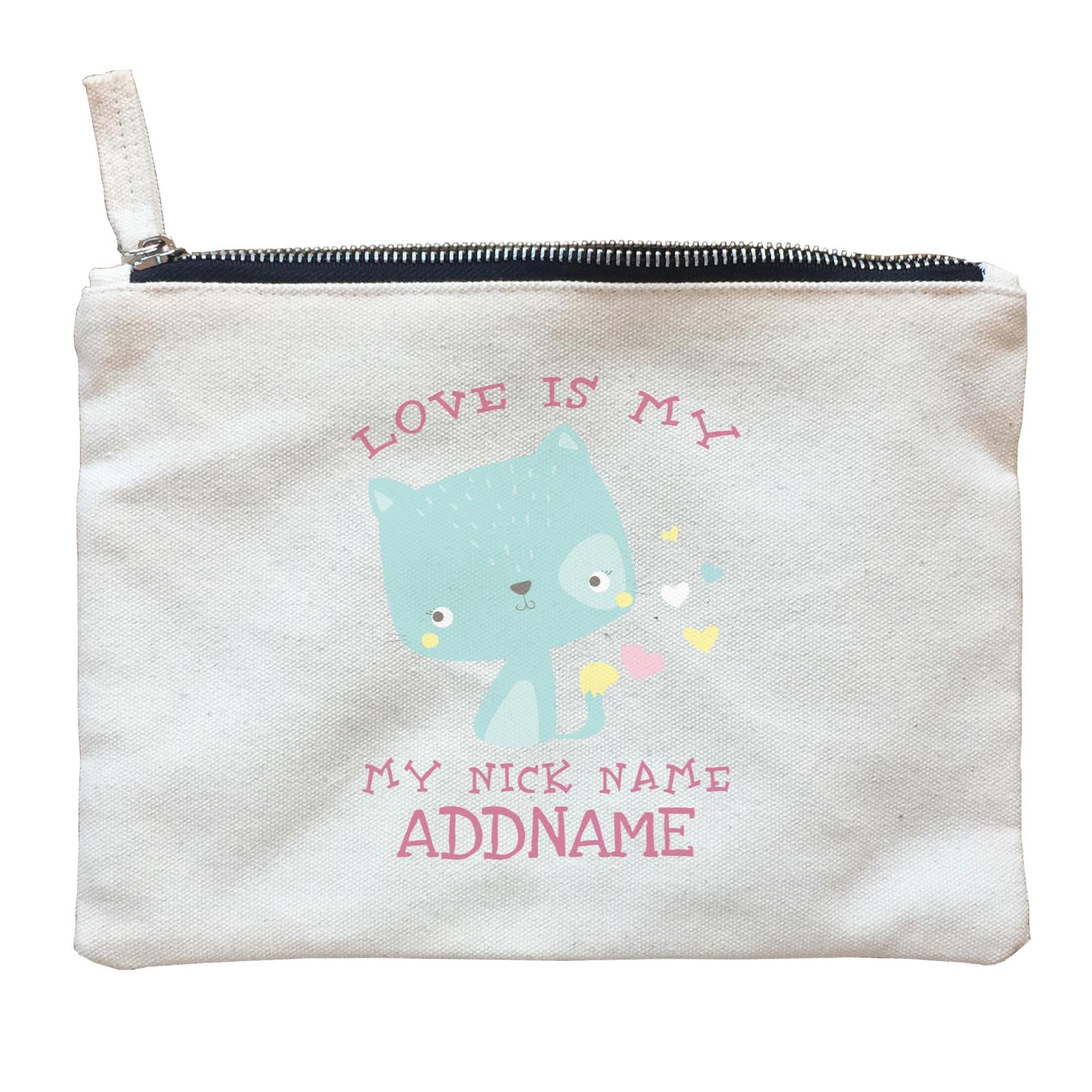 Love Is My Nickname Pastel Cat Addname Zipper Pouch