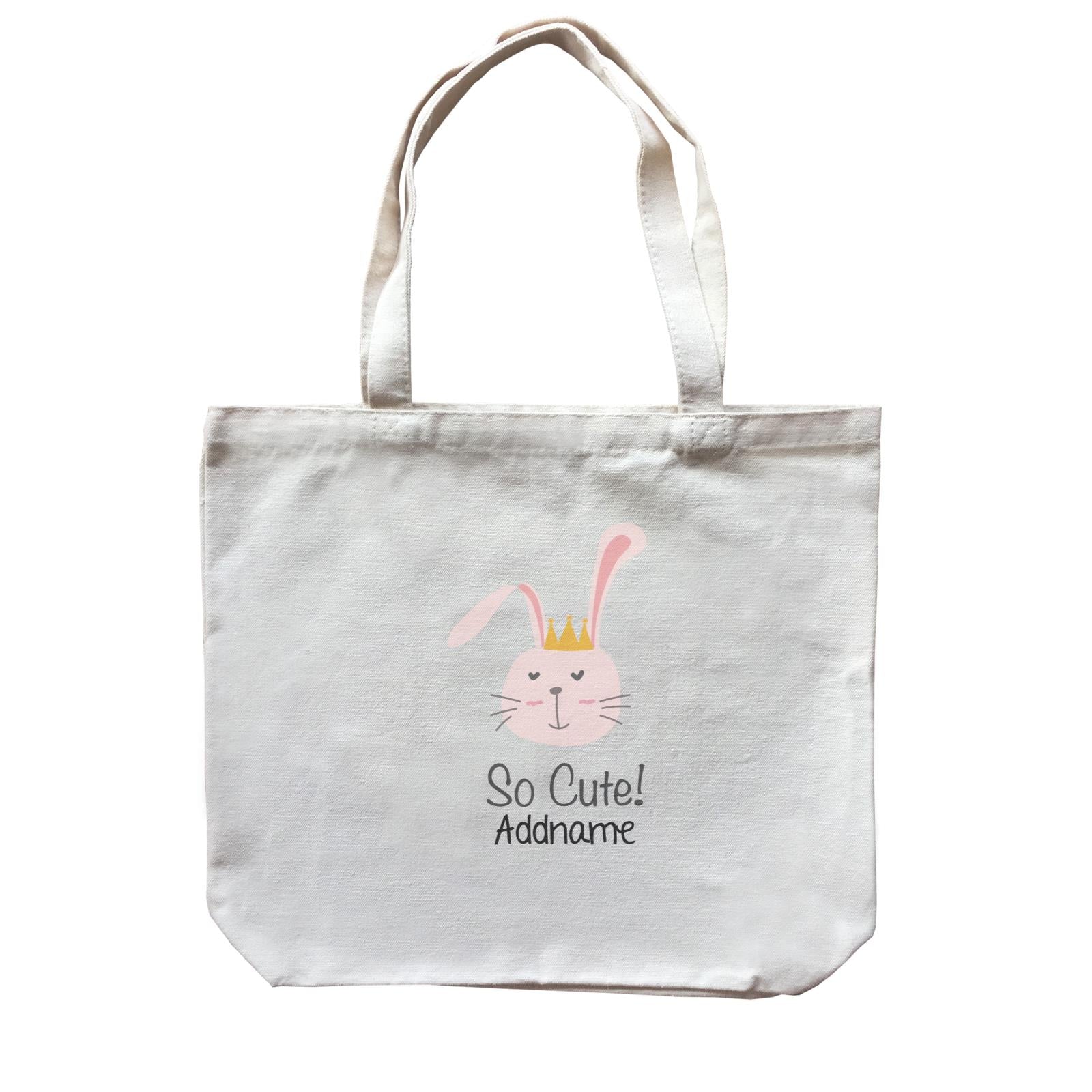 Cute Animals And Friends Series Cute Love Bunny With Crown Addname Canvas Bag