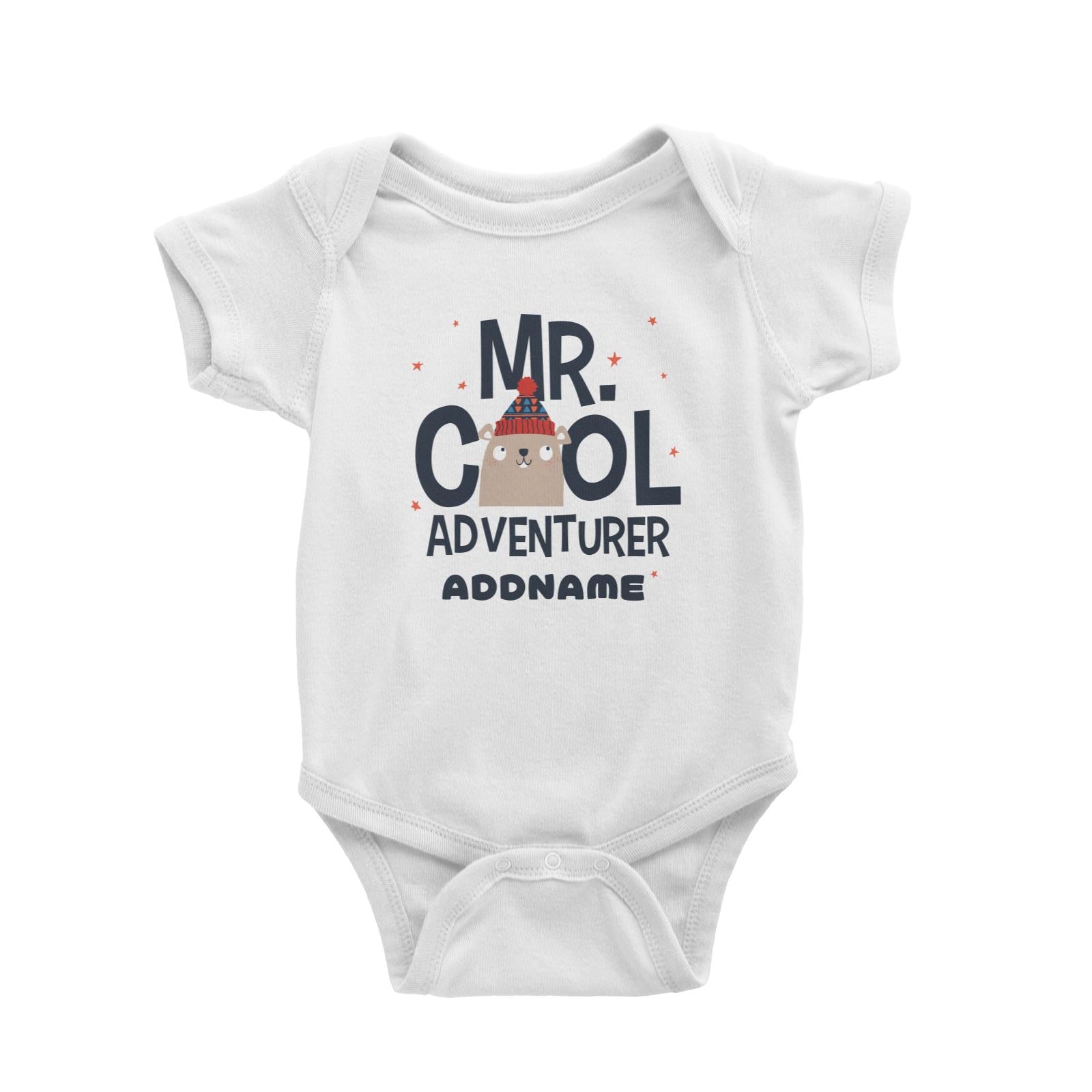 Mr Cool Adventurer Beaver Addname White Baby Romper