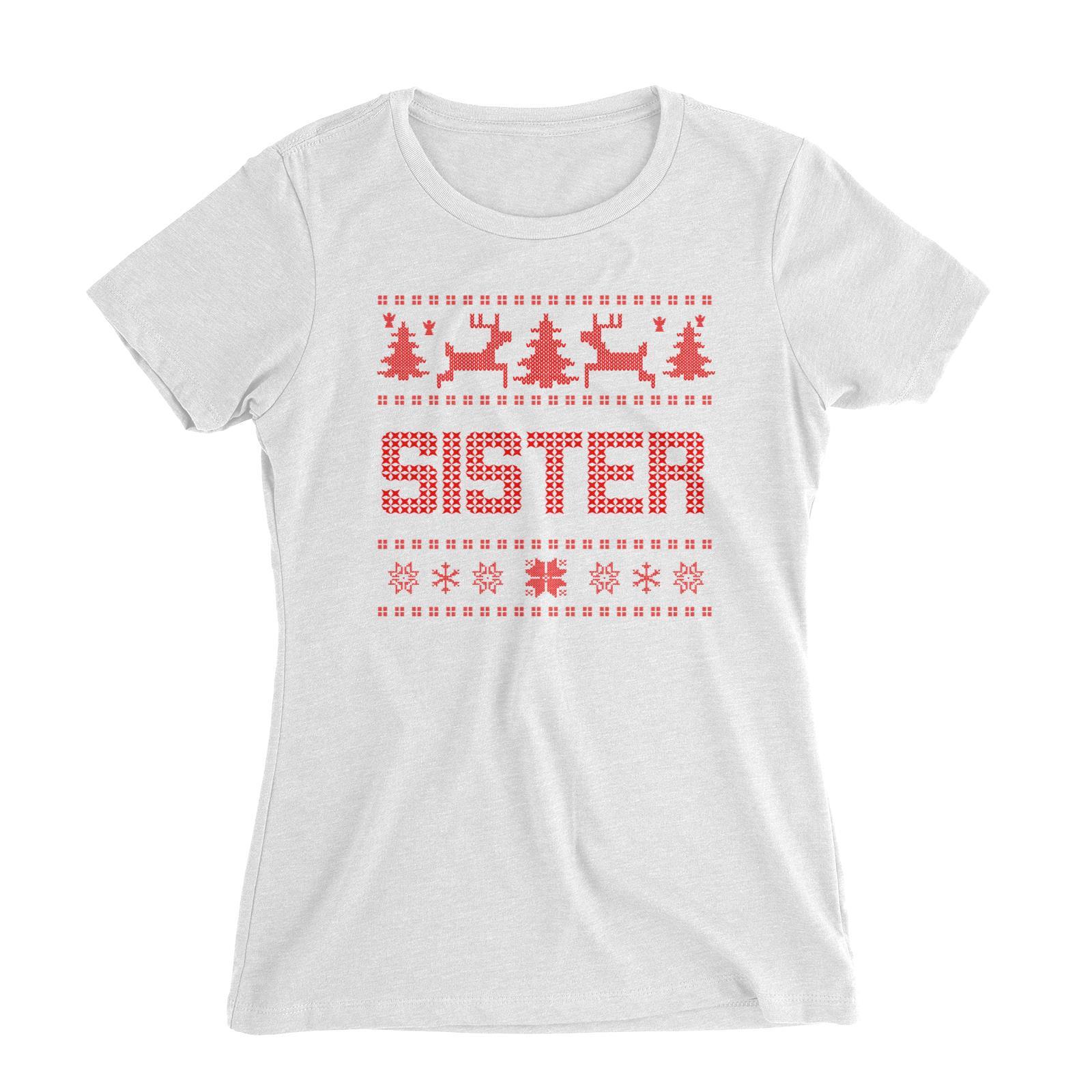 Christmas Sweater Sister Women's Slim Fit T-Shirt  Matching Family