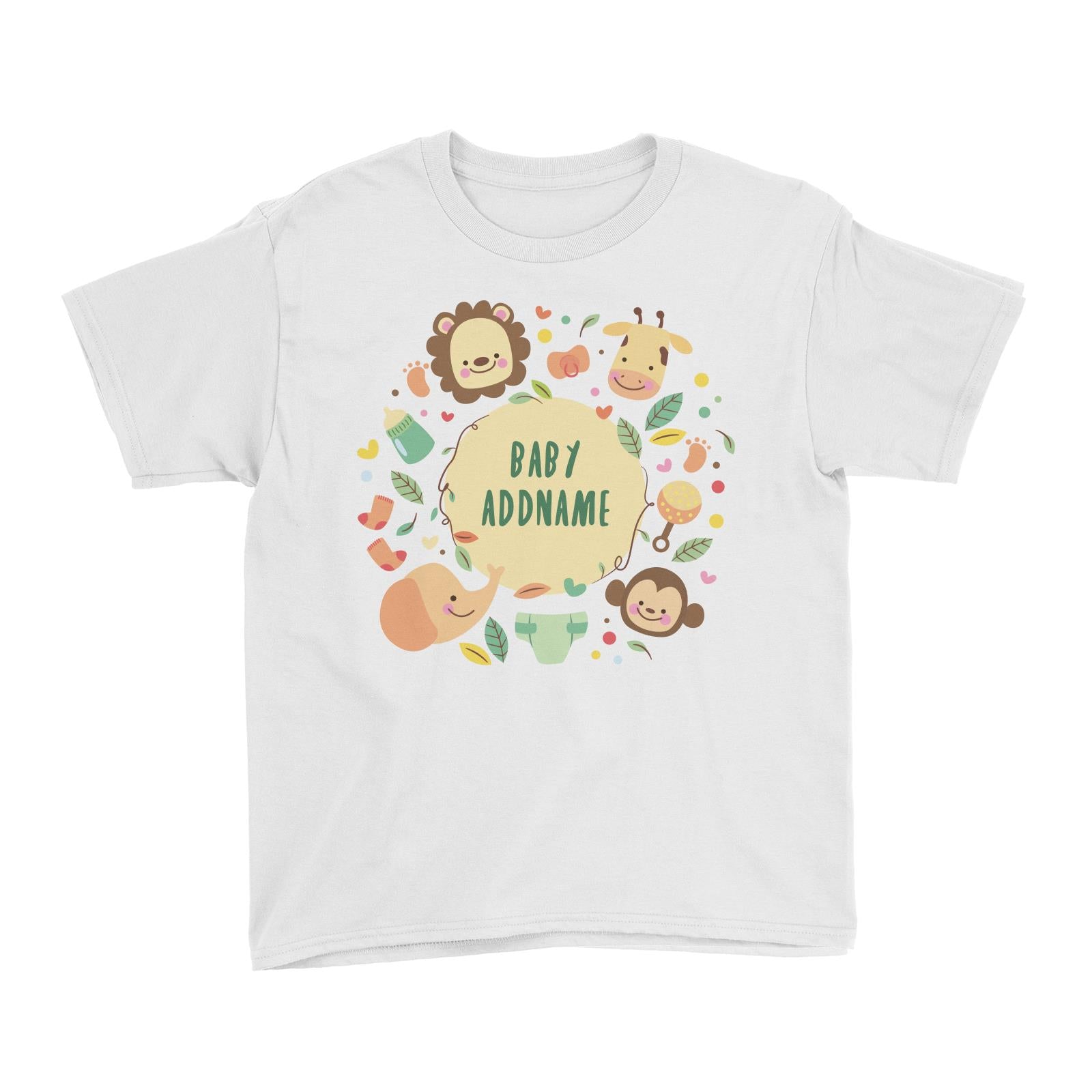 Baby Safari Animals with Addname Kid's T-Shirt