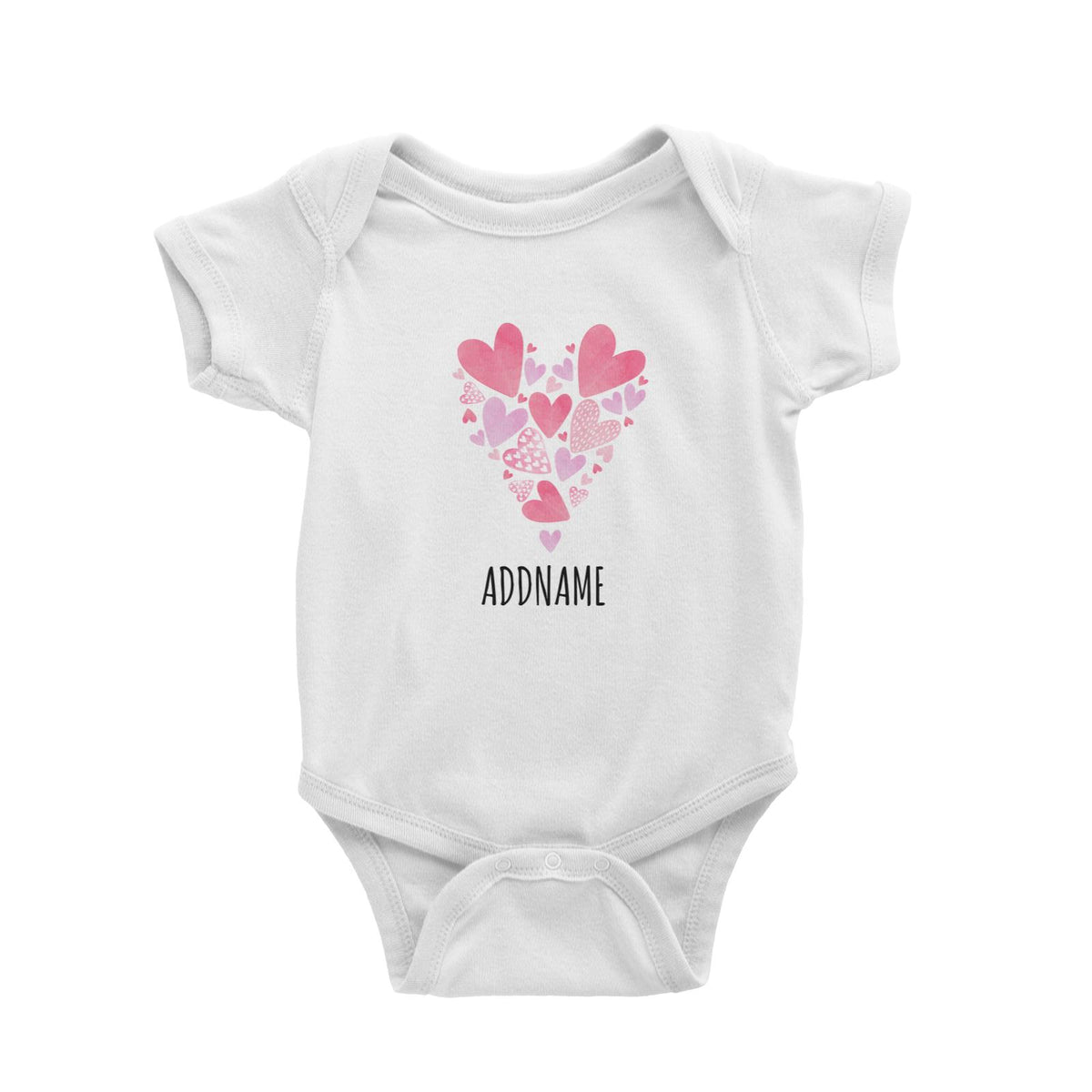 Watercolour Pink Hearts Love White White Baby Romper