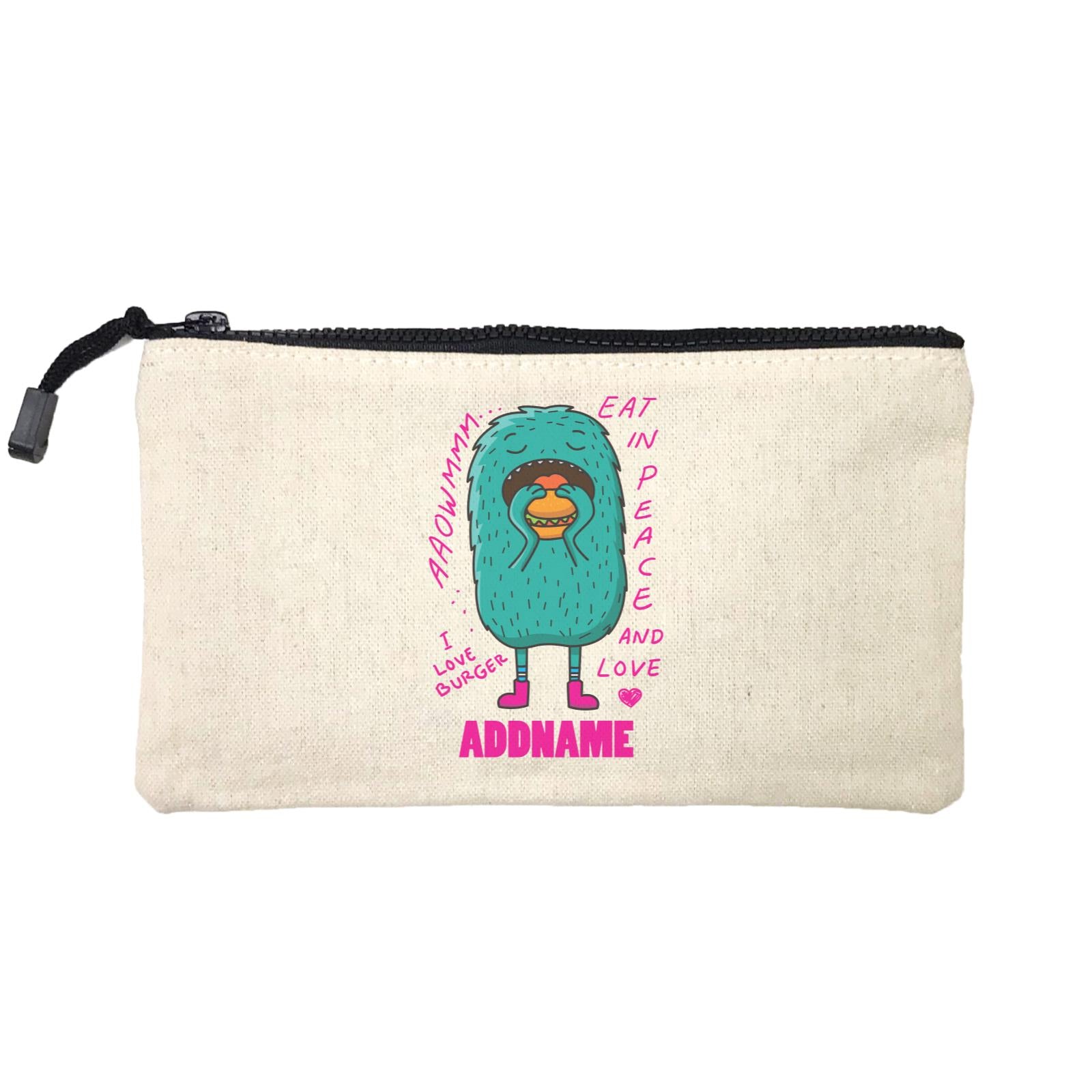 Cool Cute Monster Eat In Peace And Love Addname Mini Accessories Stationery Pouch