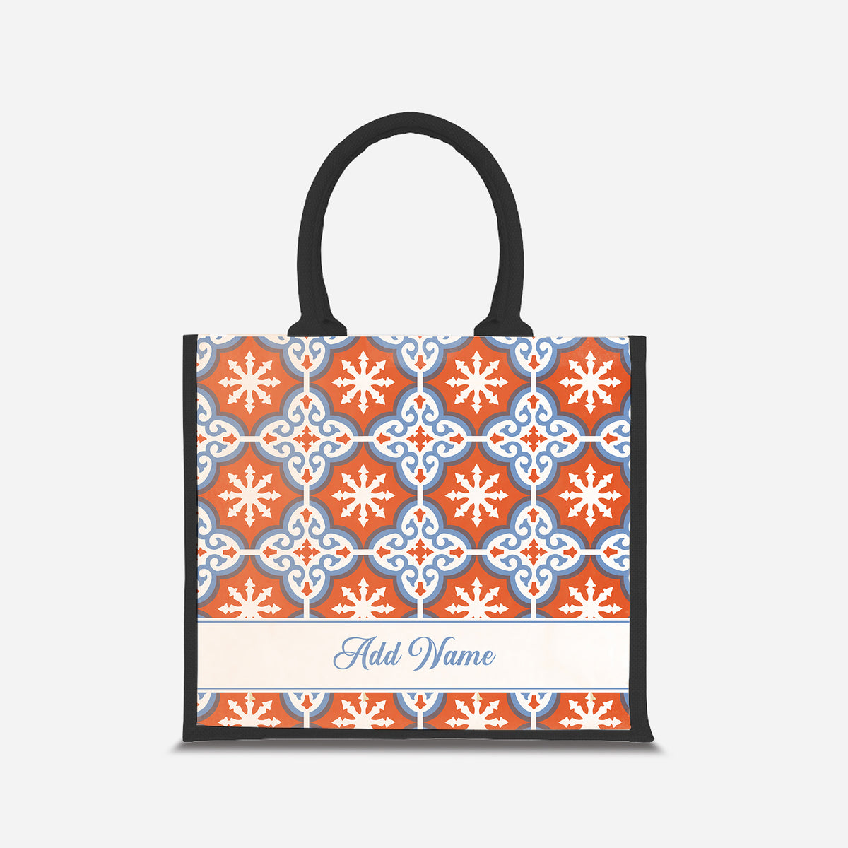 Moroccan Series Half Lining Jute Bag - Cherqi Black
