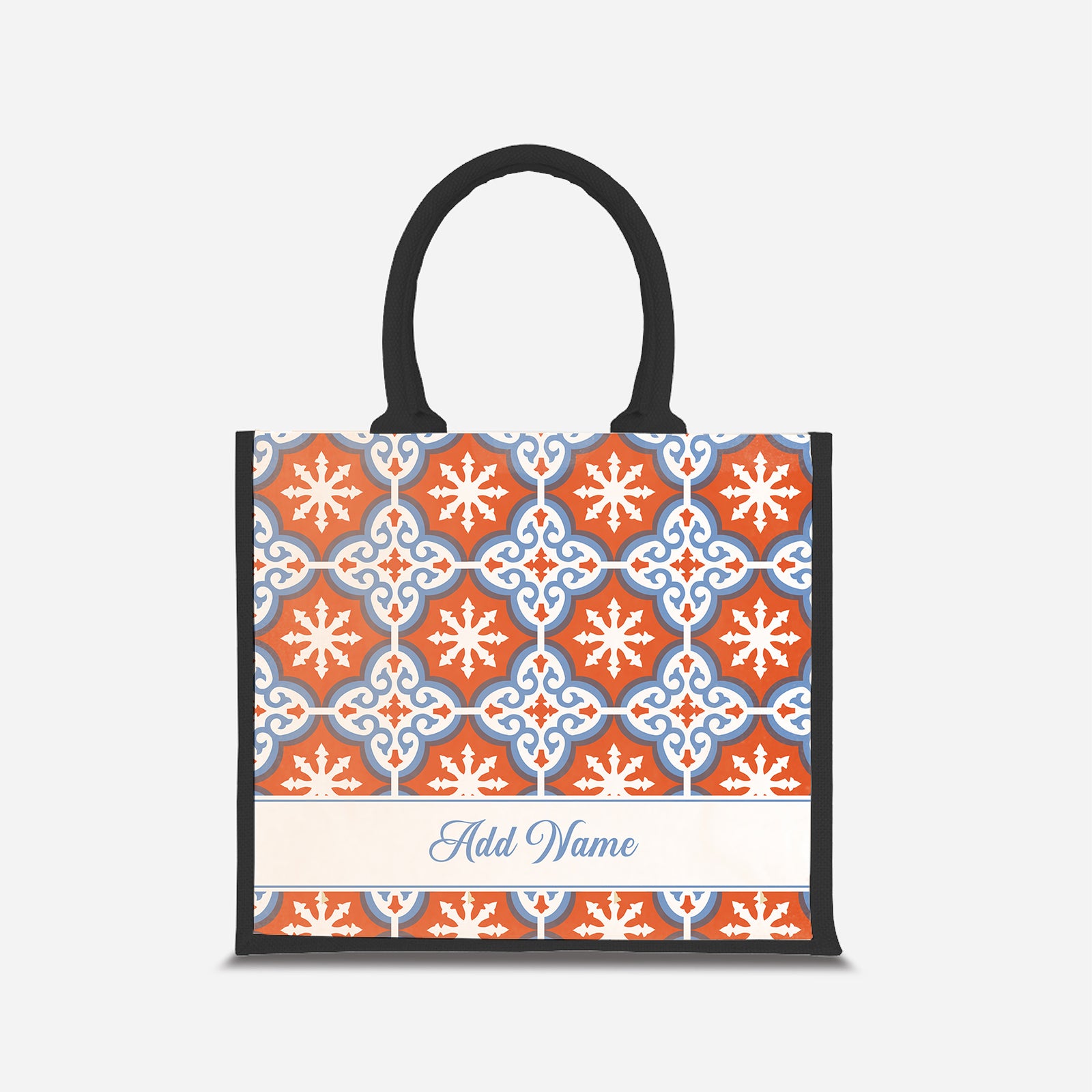 Moroccan Series Half Lining Jute Bag - Cherqi Black