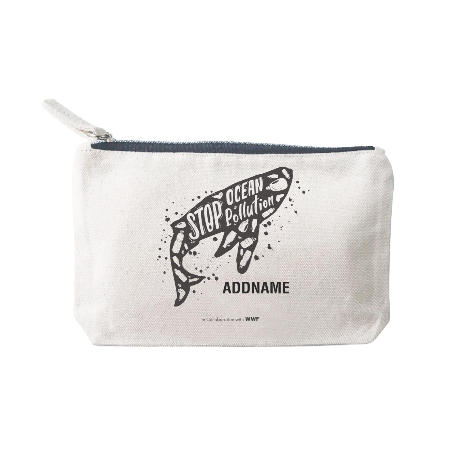Stop Ocean Pollution with Whale Artwork Addname Mini Accessories Stationery Pouch 2