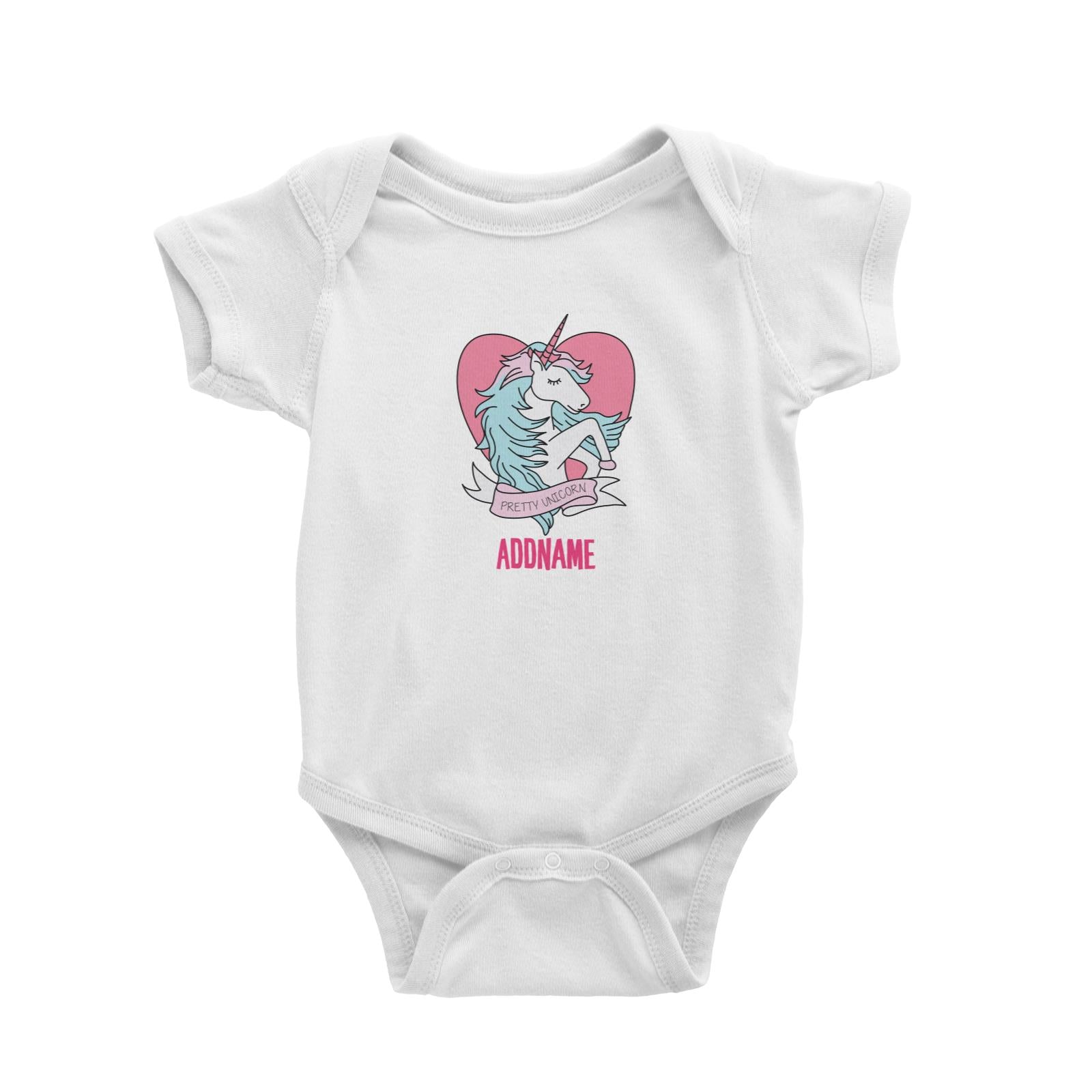 Cool Vibrant Series Sweet Pretty Unicorn Heartshape Addname Baby Romper
