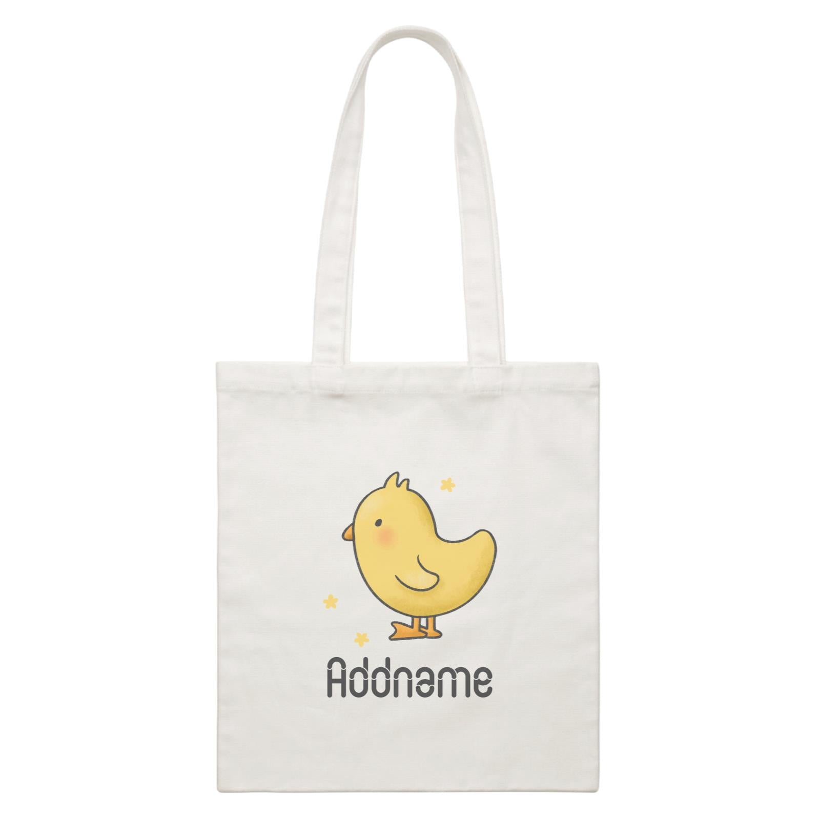 Cute Hand Drawn Style Chick Addname White Canvas Bag