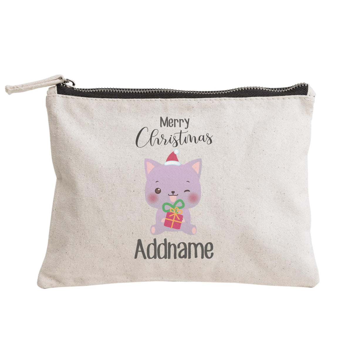 Christmas Cute Animal Series Cat Merry Christmas Zipper Pouch