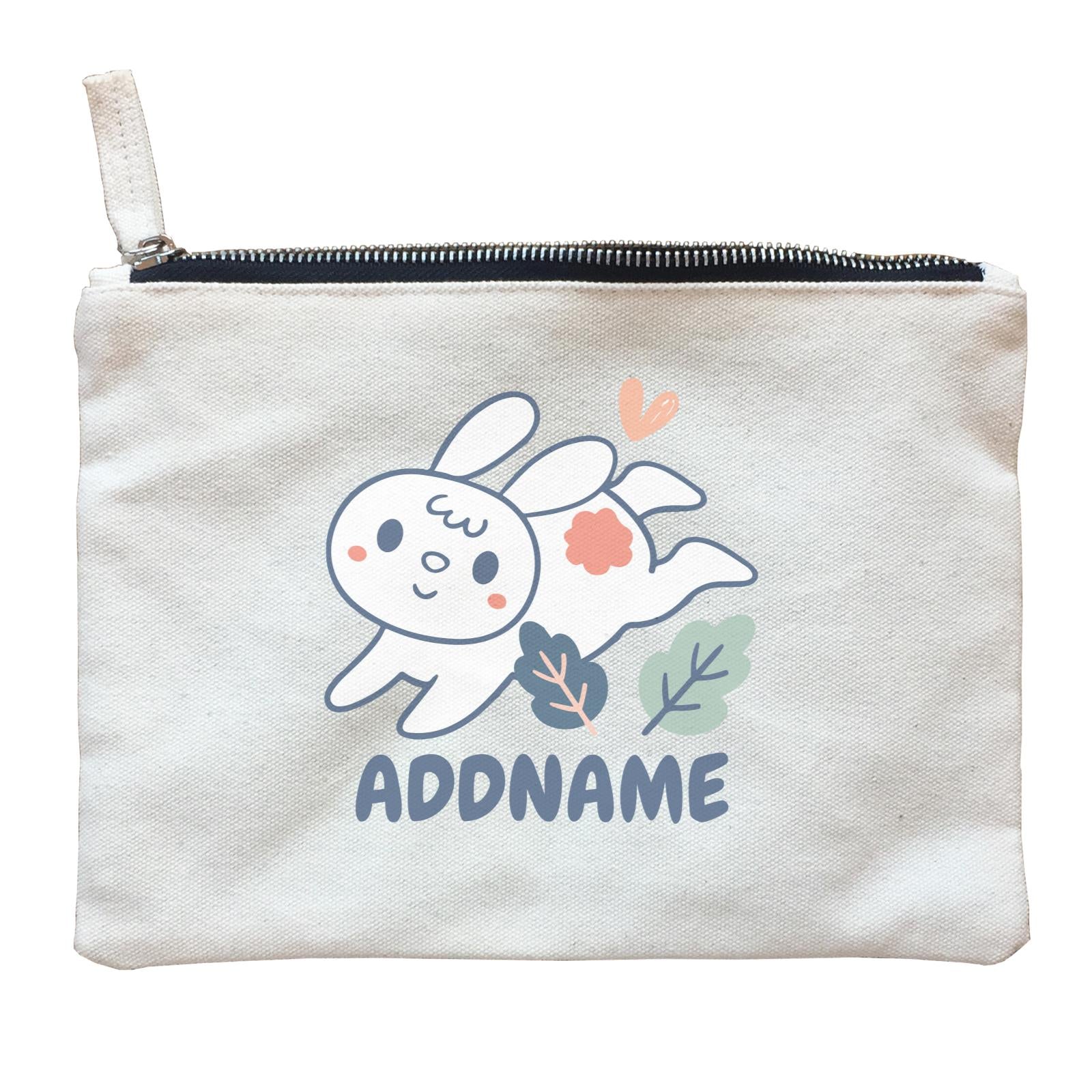 Super Cute Rabbit Running In Field Zipper Pouch