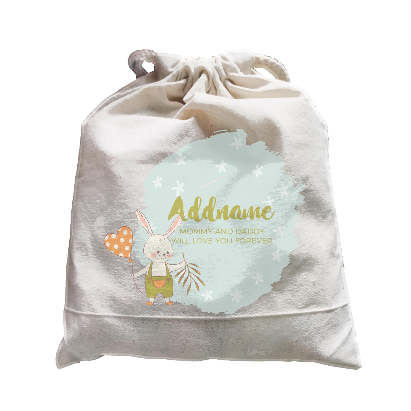 Cute Boy Rabbit with Heart Balloon Personalizable with Name and Text Satchel