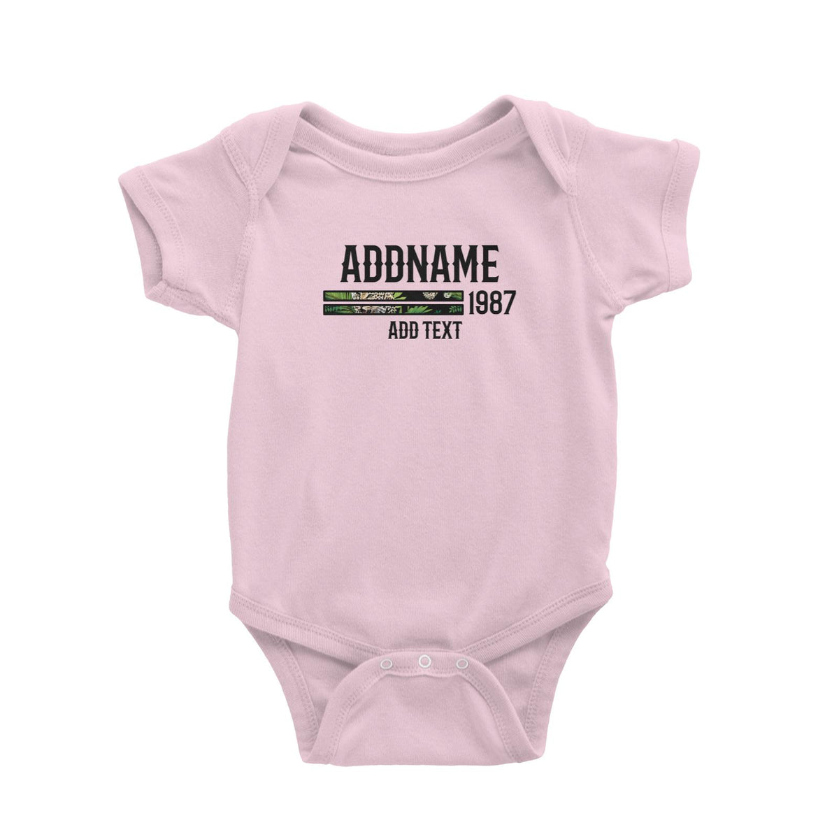 Tropical Leaves Leopard Bars Personalizable with Name Year and Text Baby Romper
