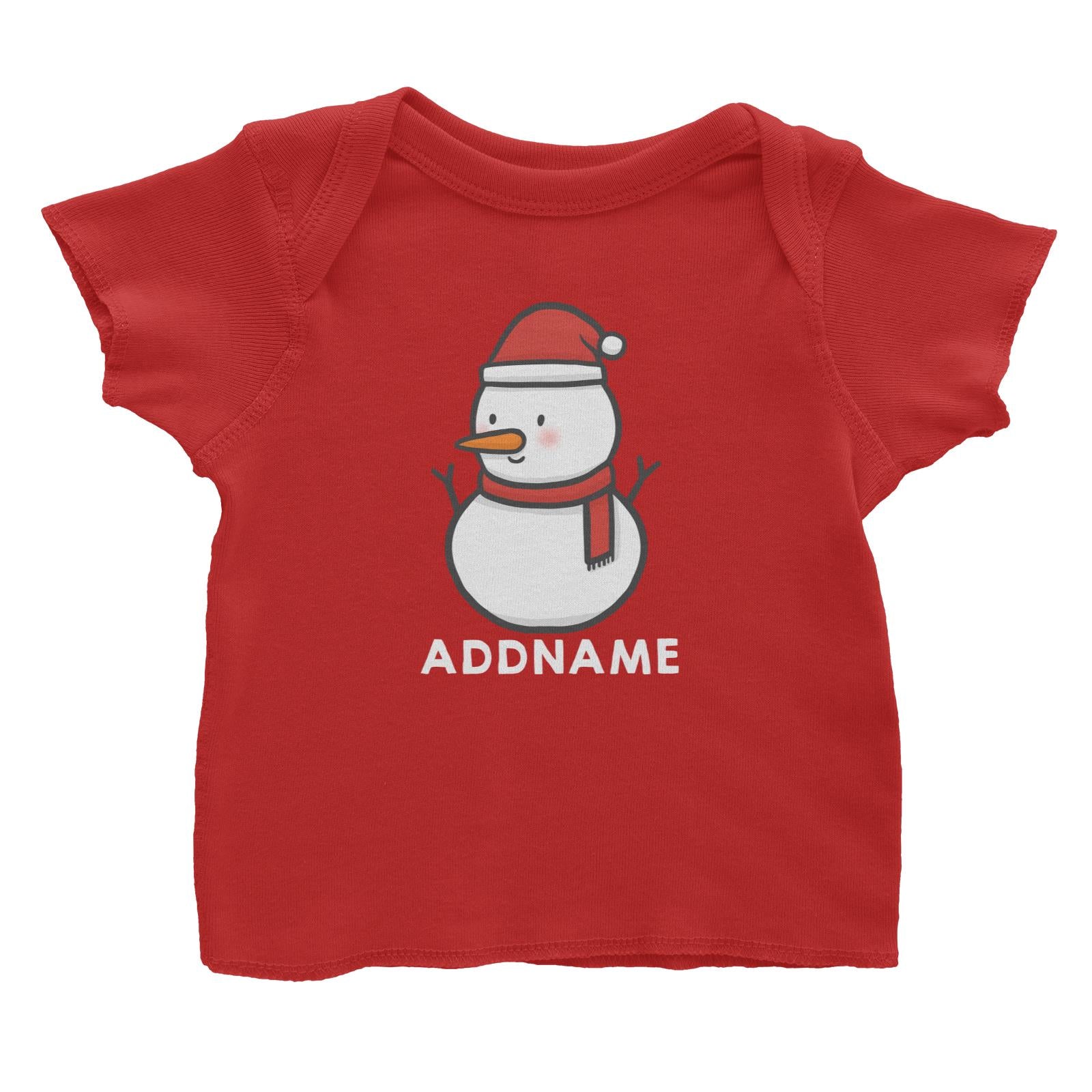 Xmas Cute Snowman Facing Left Addname Baby T-Shirt