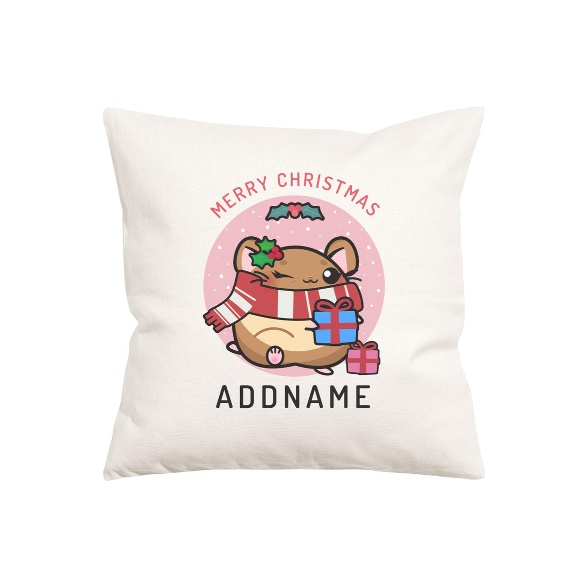 Merry Christmas Cute Santa Mistletoe Mother Hamster Pillow Cushion