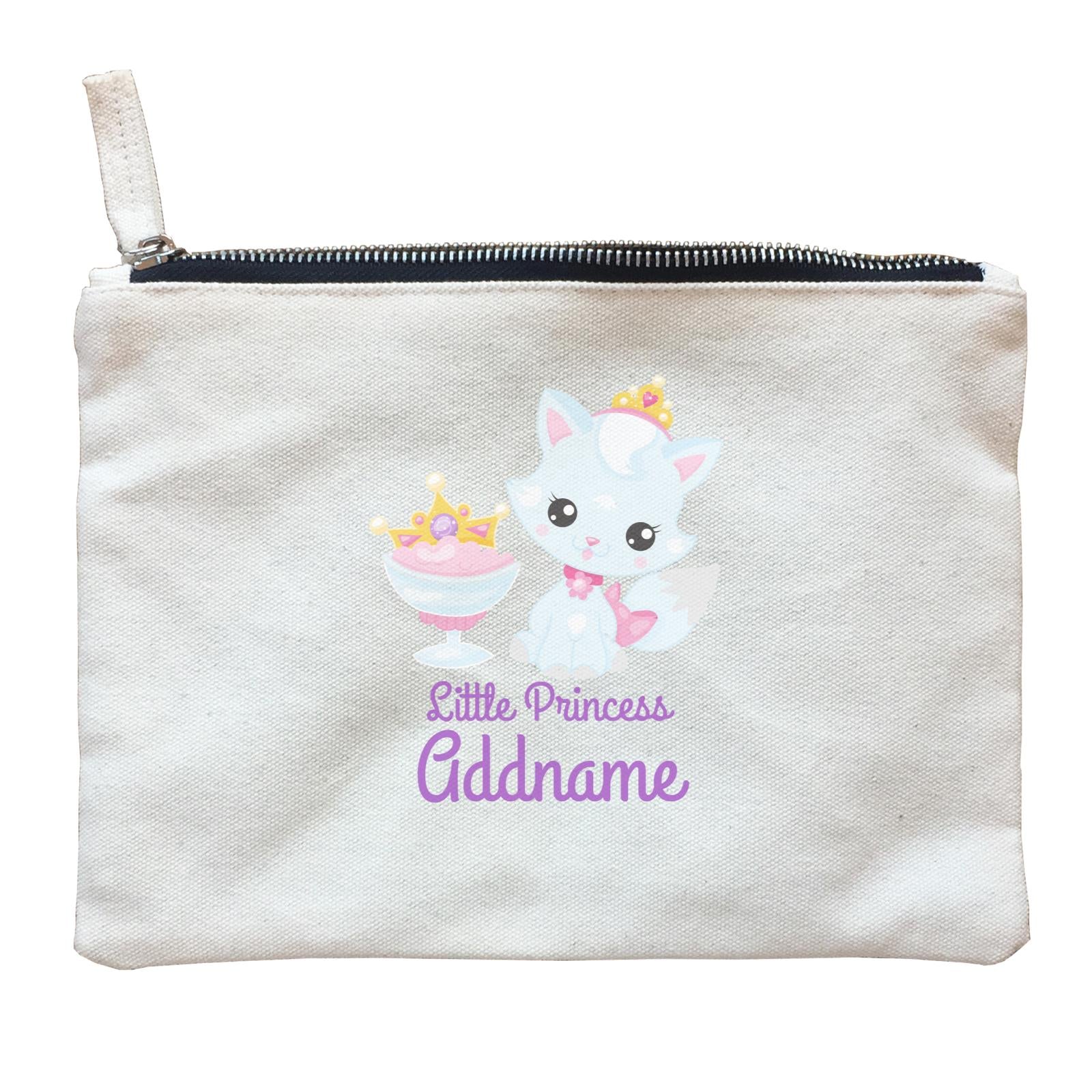 Little Princess Pets Light Blue Cat with Crown and Glass Addname Zipper Pouch