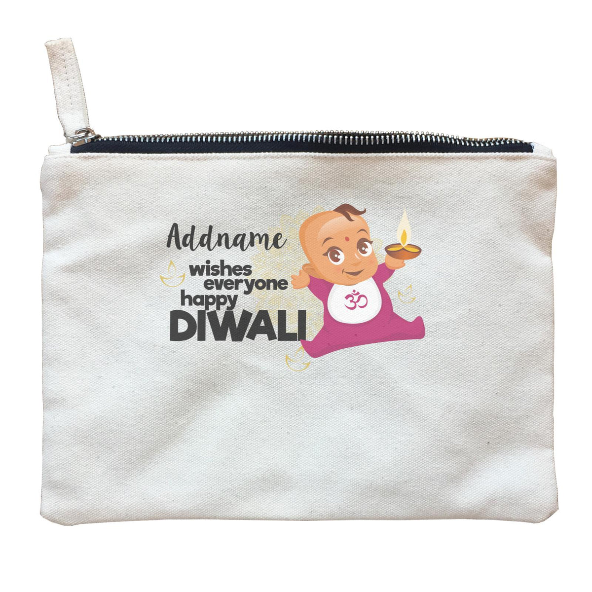 Cute Baby Wishes Everyone Happy Diwali Addname Zipper Pouch