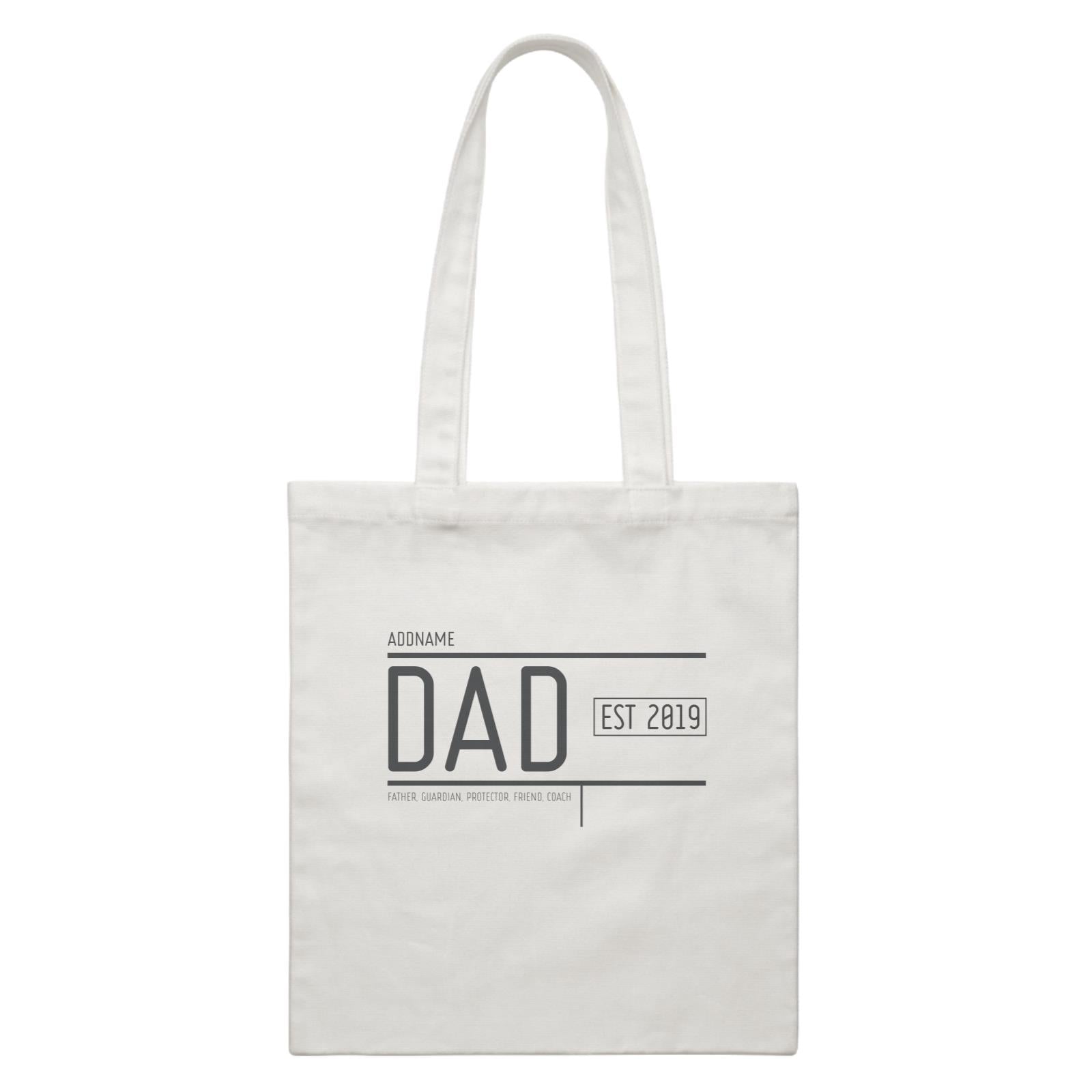 Dad Blueprint Addname With Date Dad Definition White Canvas Bag