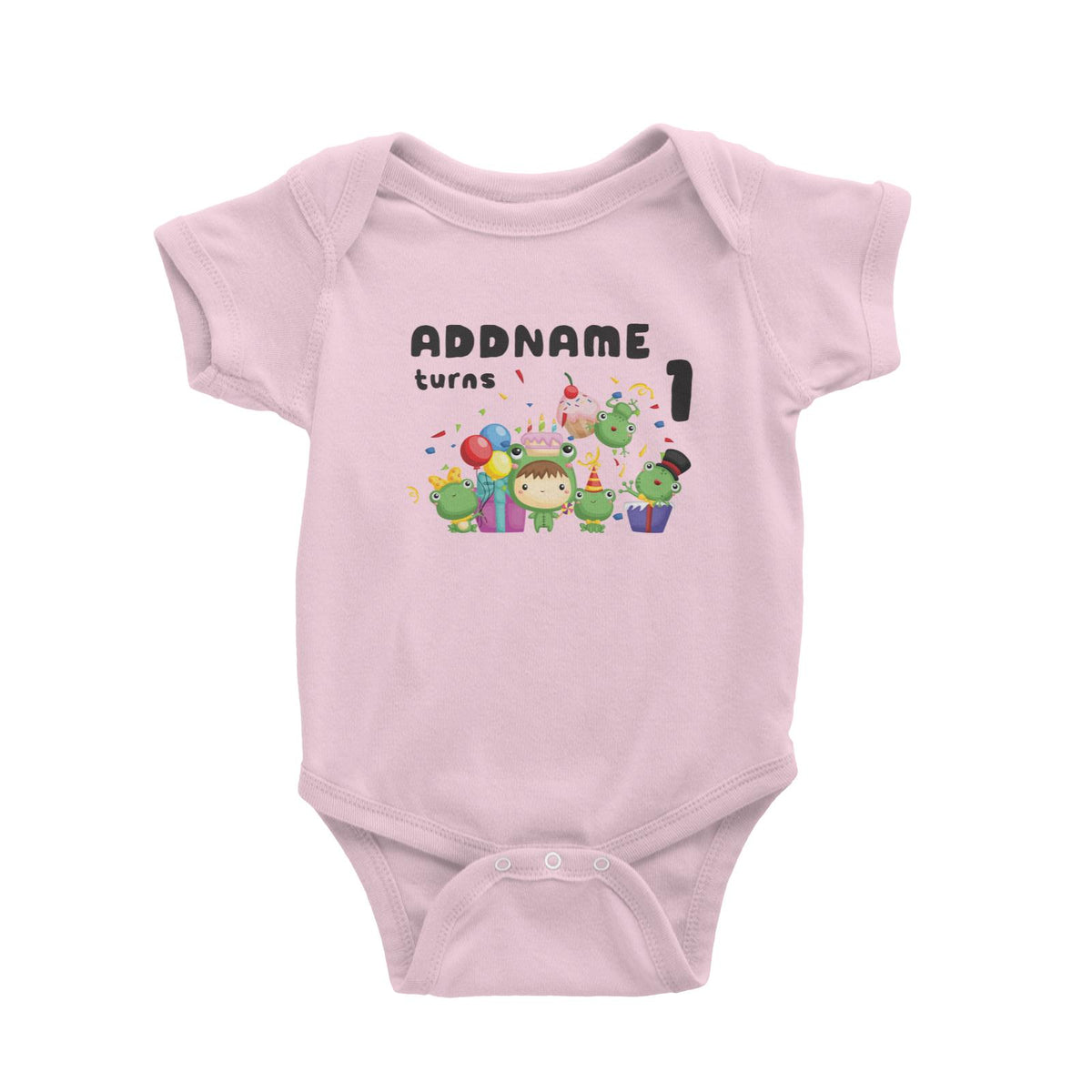 Birthday Frog Happy Frog Group Addname Turns 1 Baby Romper