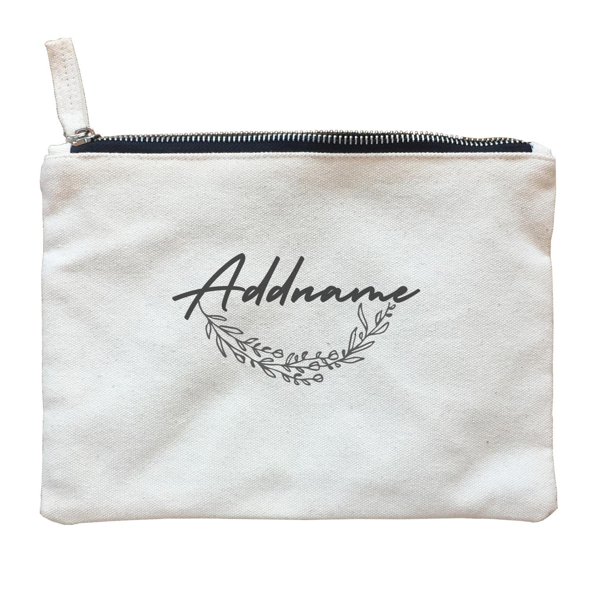 Bridesmaid Monochrome Leaves Addname Accessories Zipper Pouch