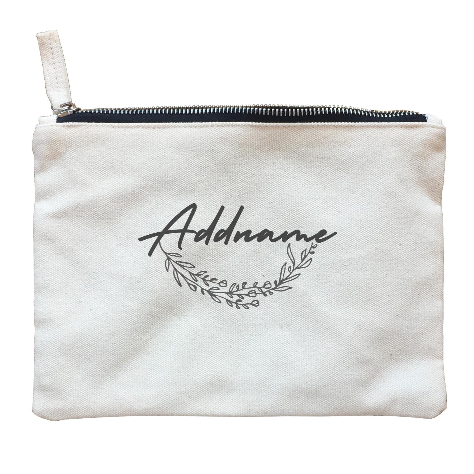Bridesmaid Monochrome Leaves Addname Accessories Zipper Pouch
