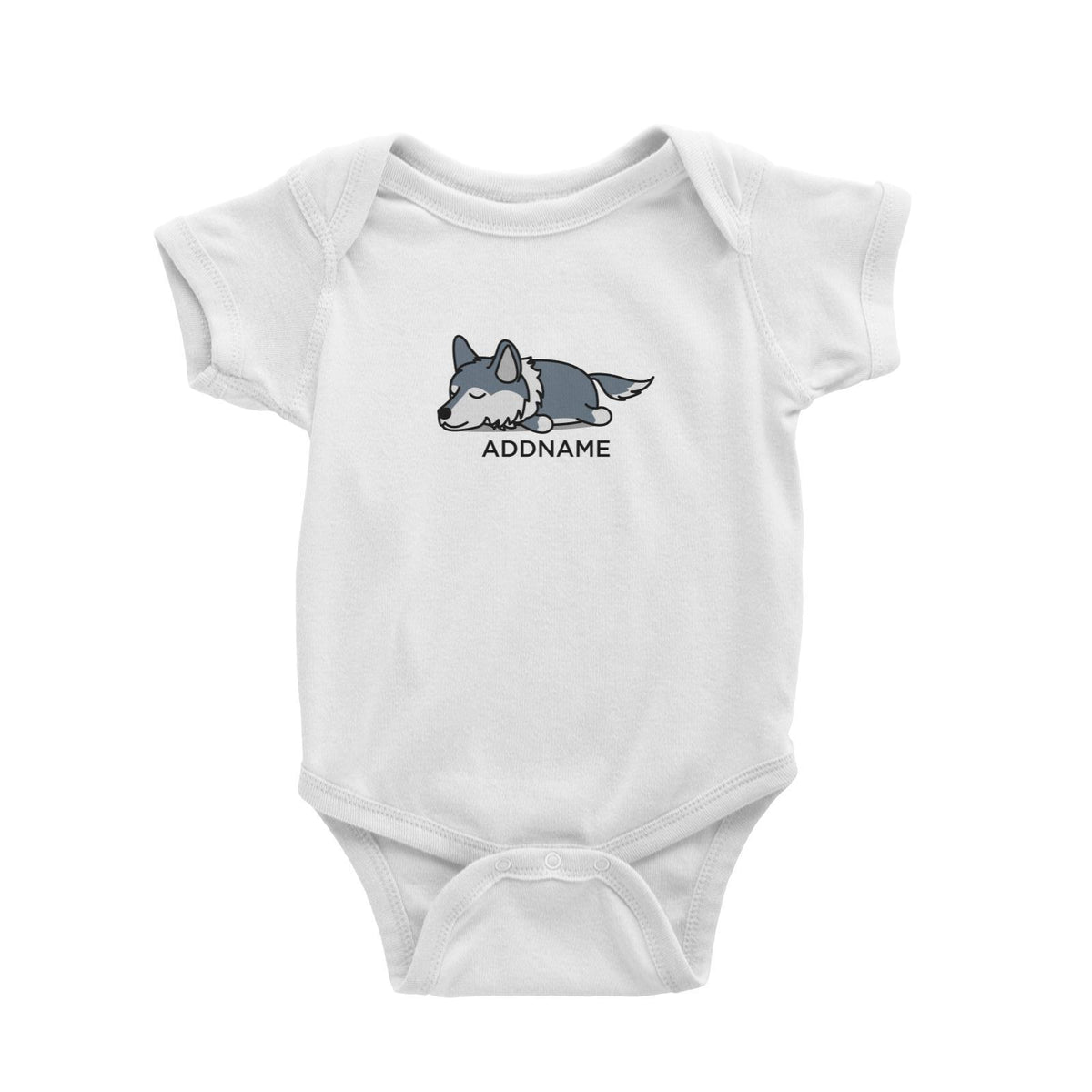 Lazy Wolf Addname Baby Romper