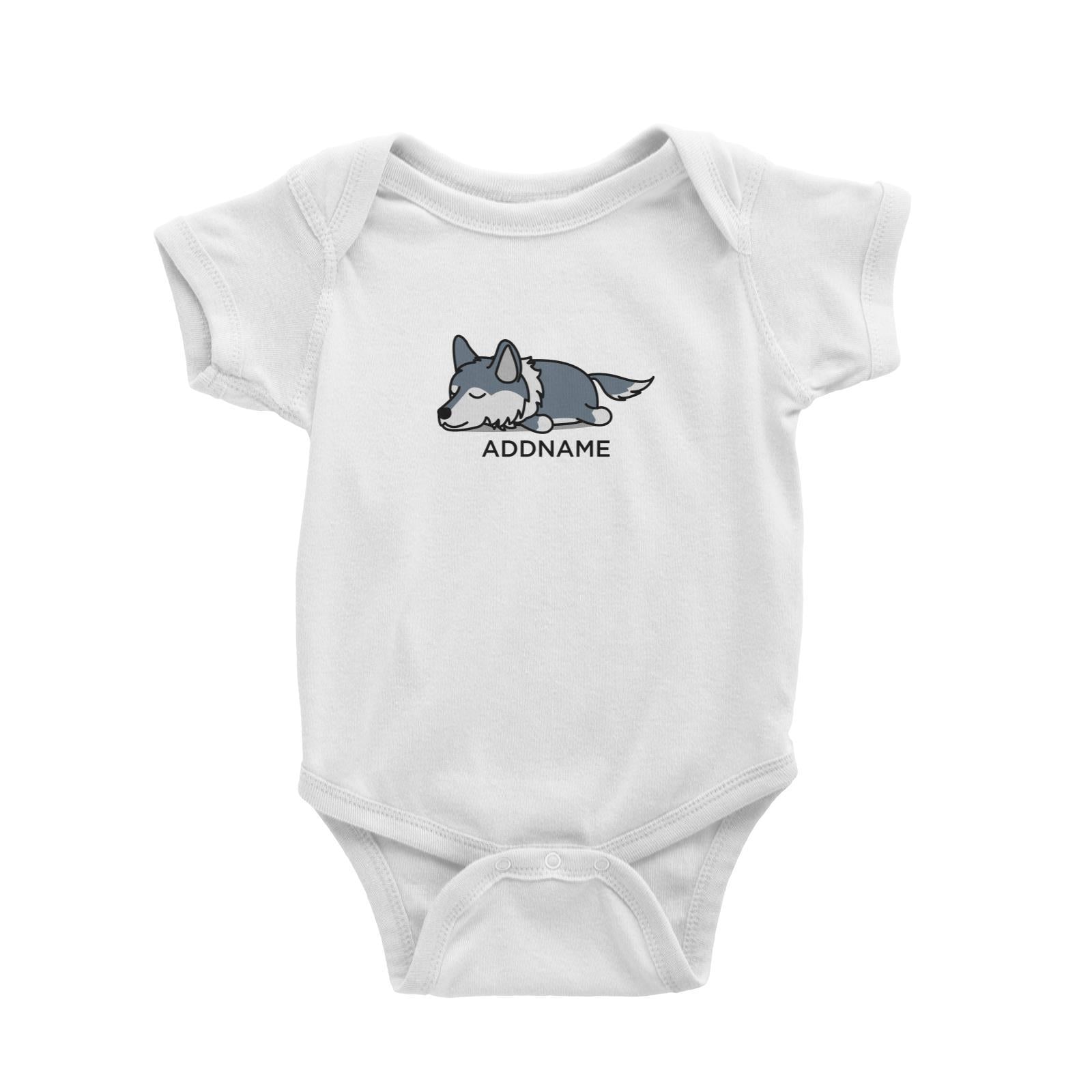 Lazy Wolf Addname Baby Romper