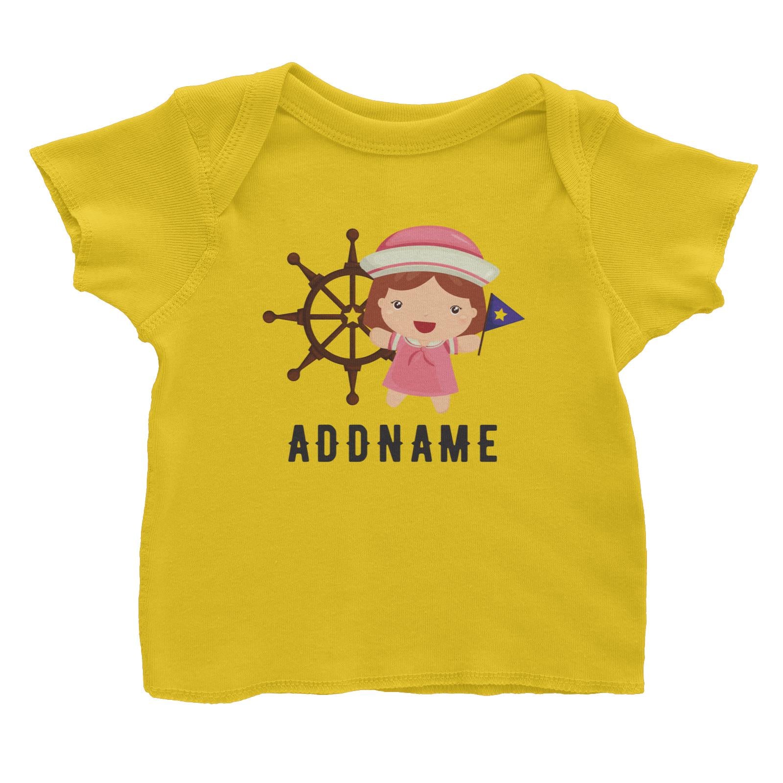 Birthday Sailor Girl In Ship With Wheel Addname Baby T-Shirt