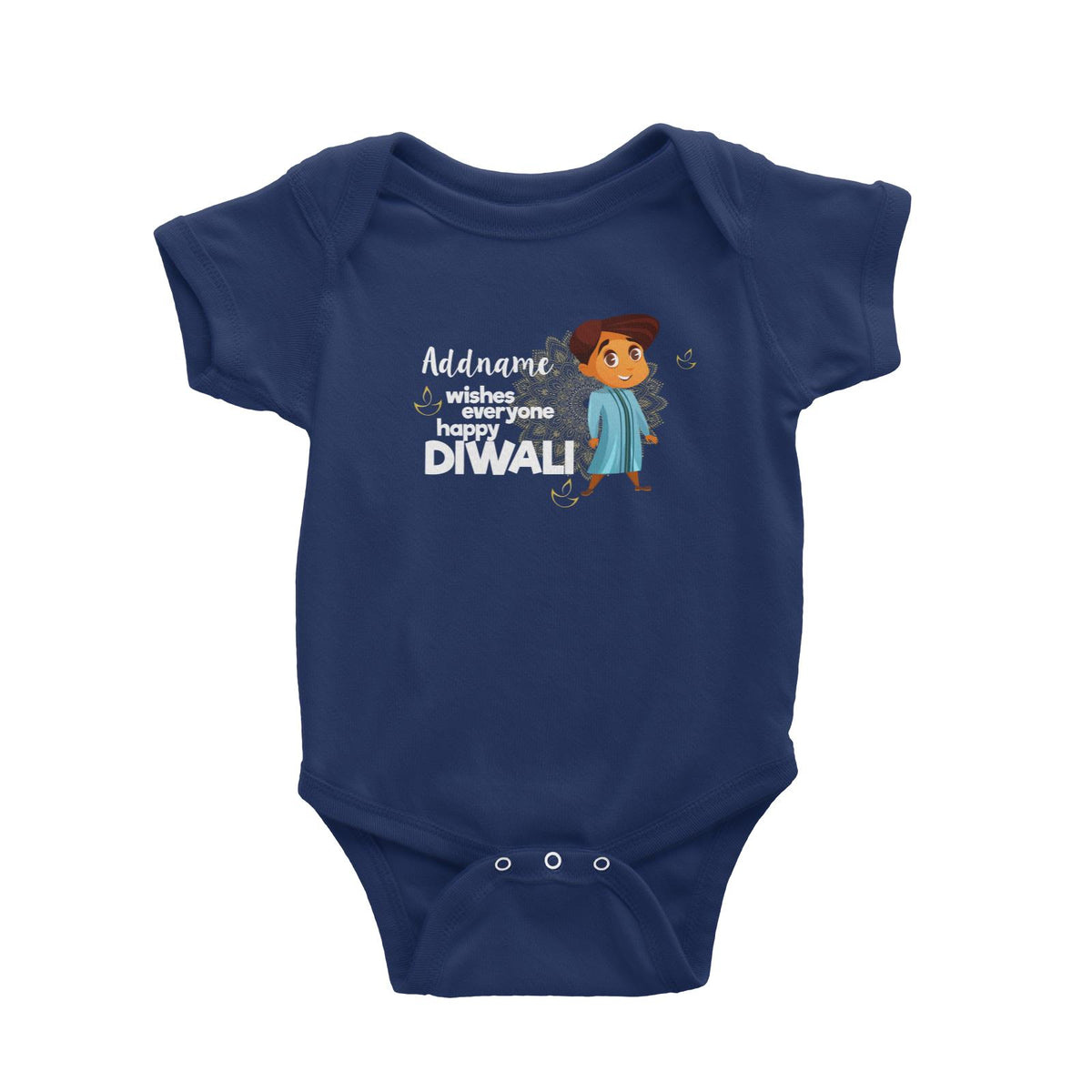 Cute Boy Wishes Everyone Happy Diwali Addname Baby Romper