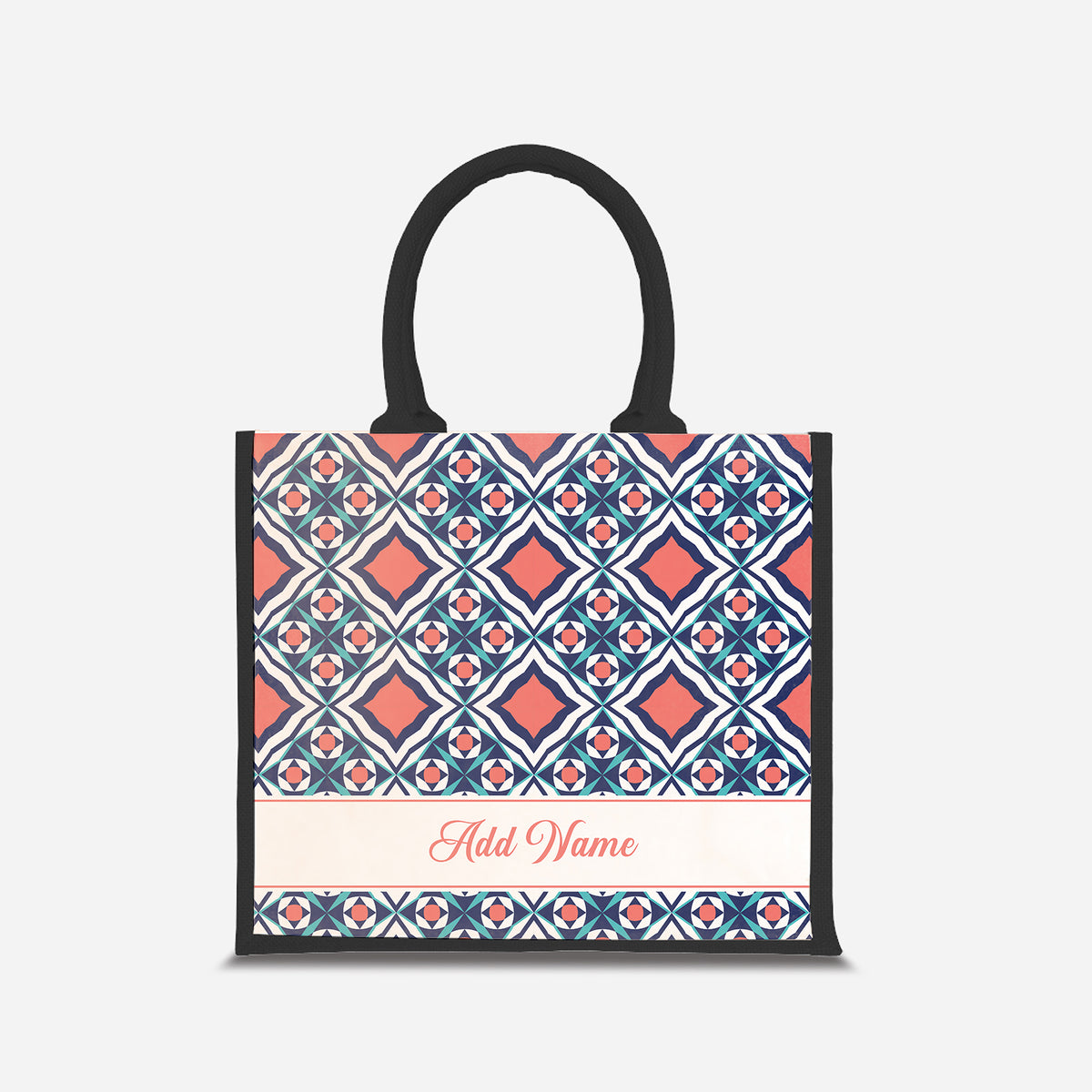 Moroccan Series Half Lining Jute Bag - Chihab Black