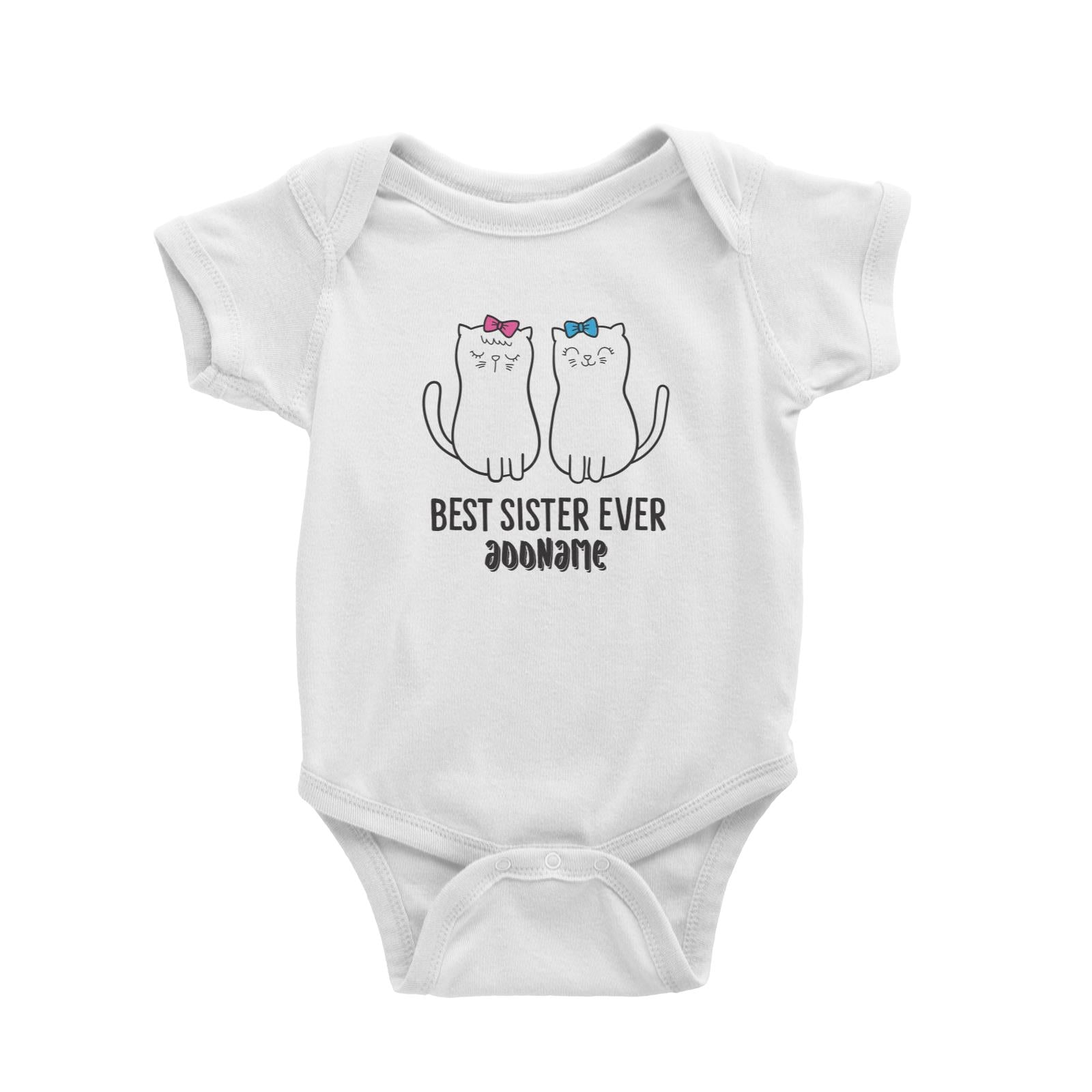 Cool Cute Animals Cats Best Sister Ever Addname Baby Romper