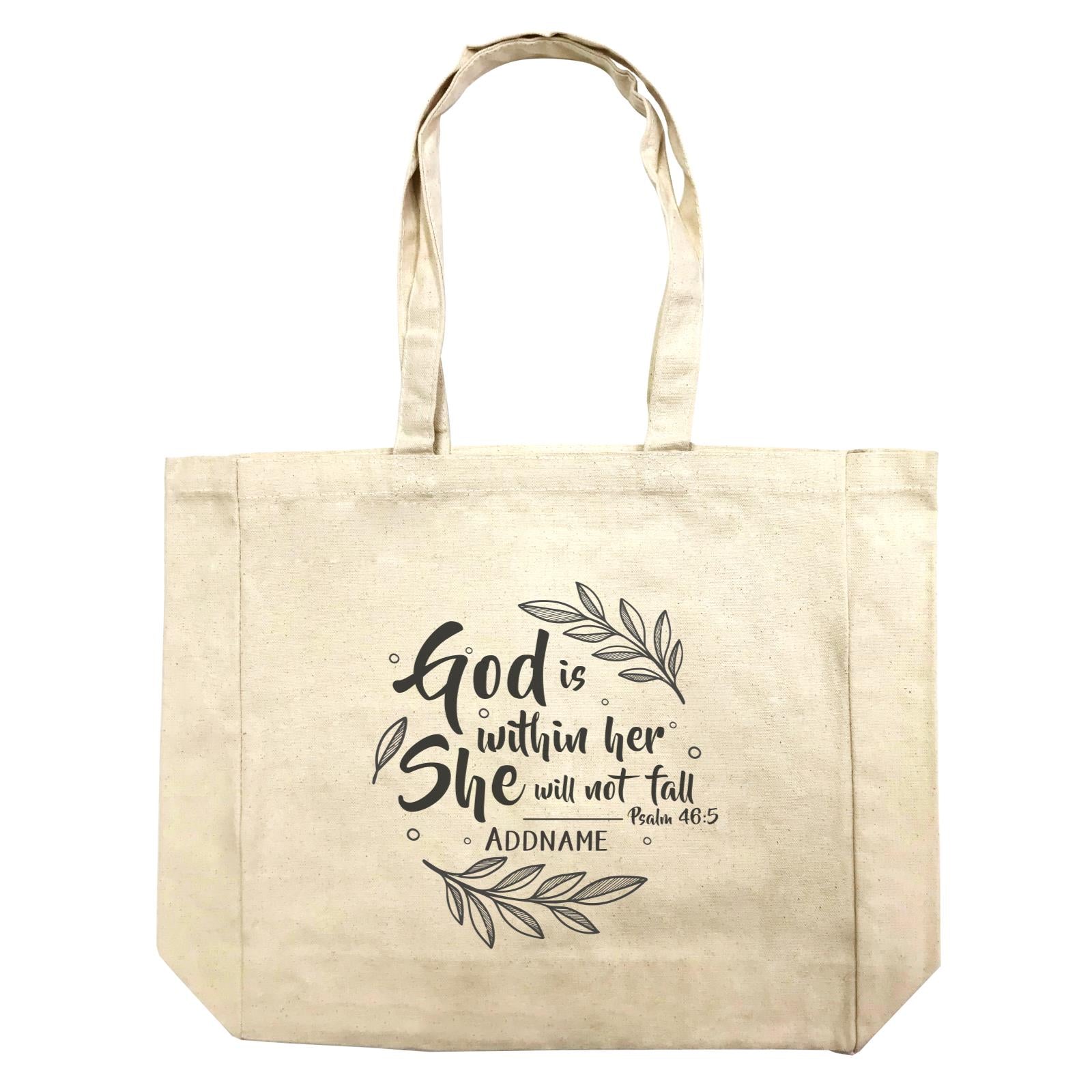 Christian For Her God is WIthin Her She Will Not Fall Psalm 46.5 Addname Shopping Bag