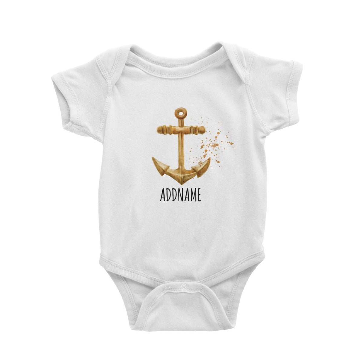 Watercolour Sailor Anchor White White Baby Romper
