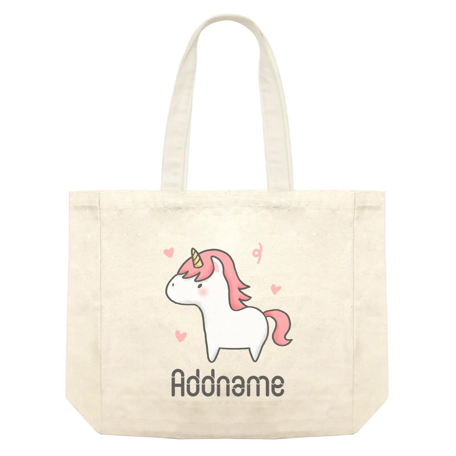 Cute Hand Drawn Style Unicorn Addname Shopping Bag