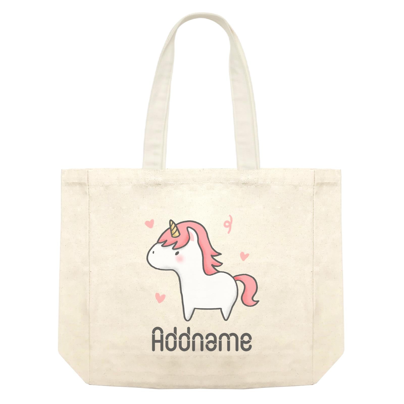 Cute Hand Drawn Style Unicorn Addname Shopping Bag
