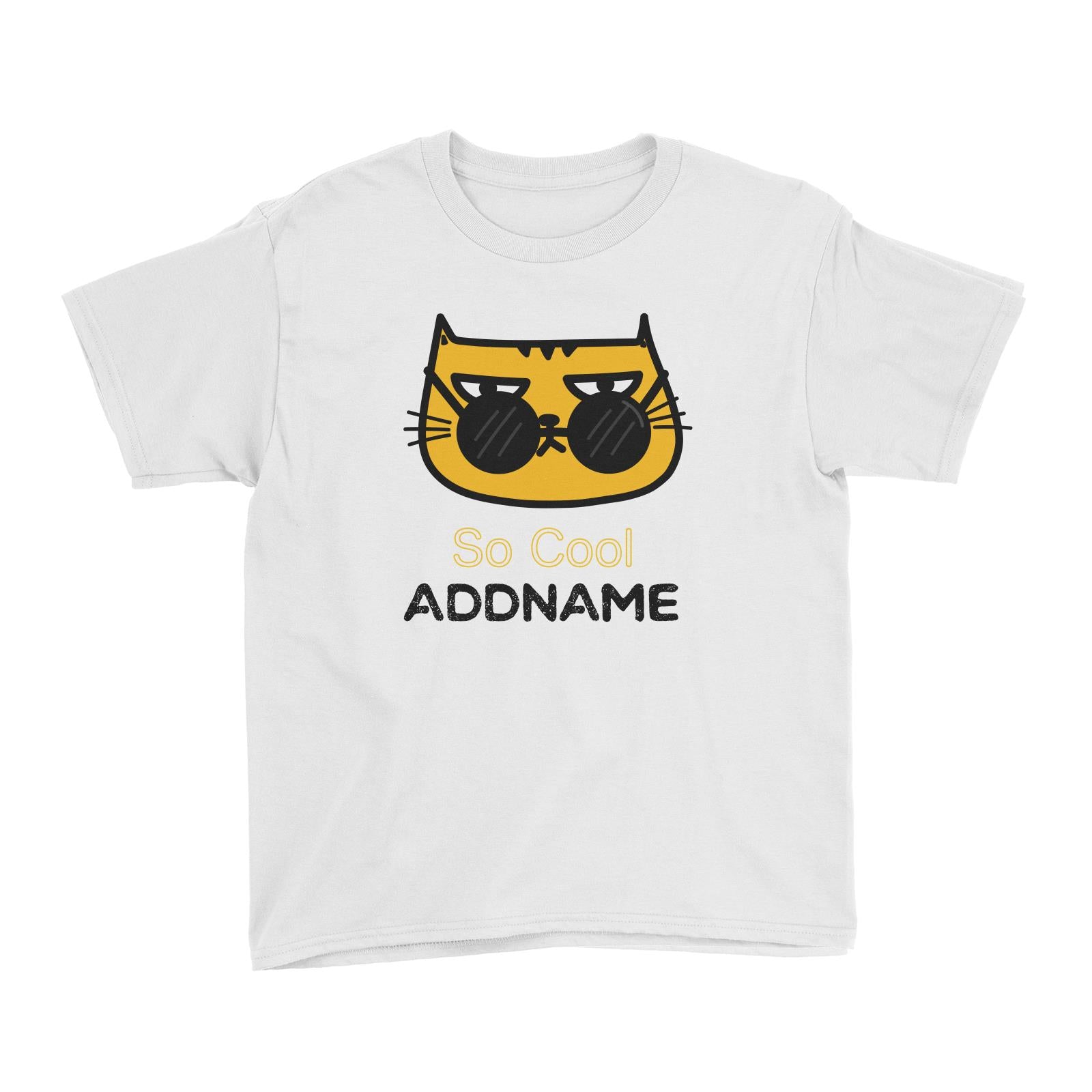 Cute Animals And Friends Series Cool Cat With Sunglasses Addname Kid's T-Shirt