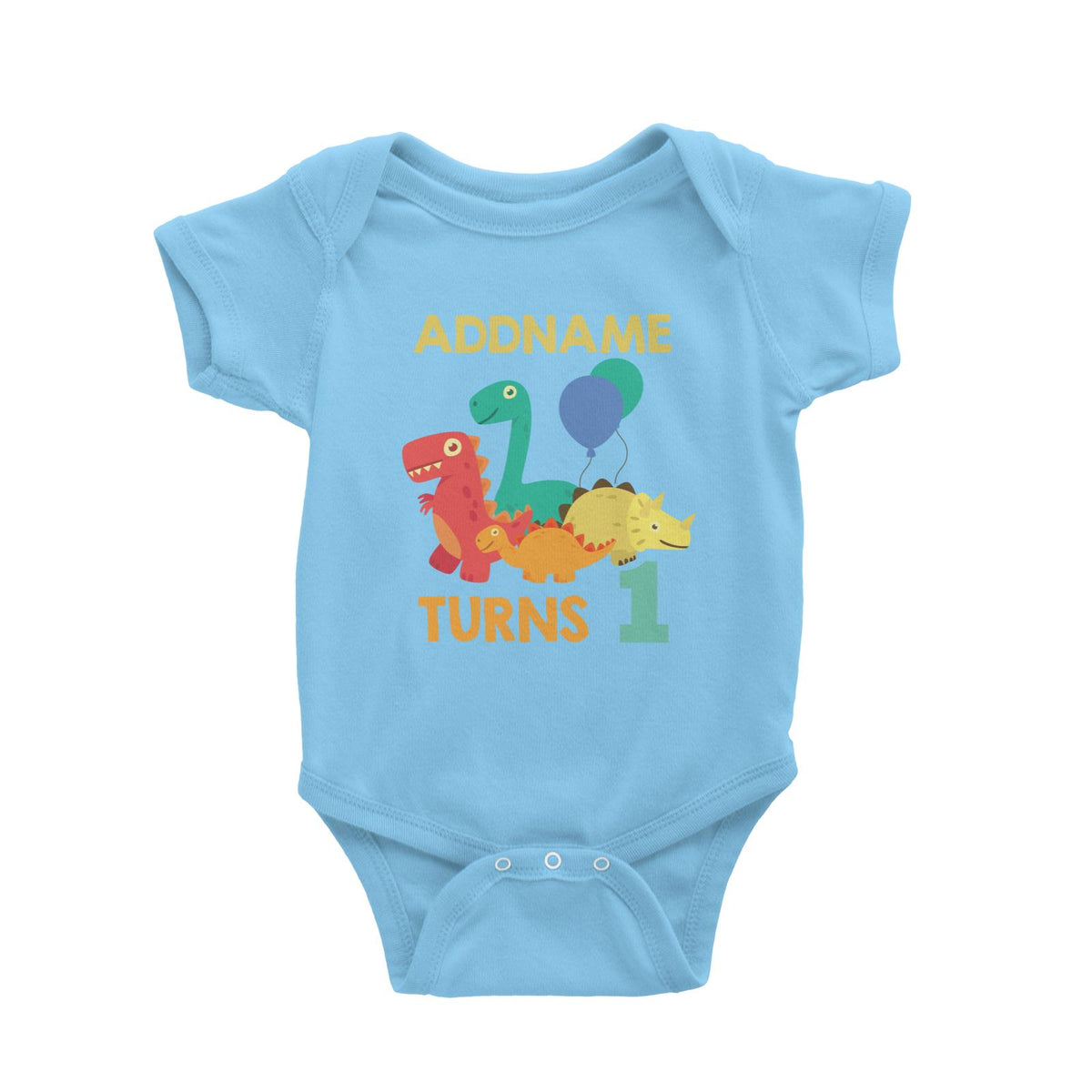 Cute Dinosaur Birthday Theme Personalizable with Name and Date Baby Romper