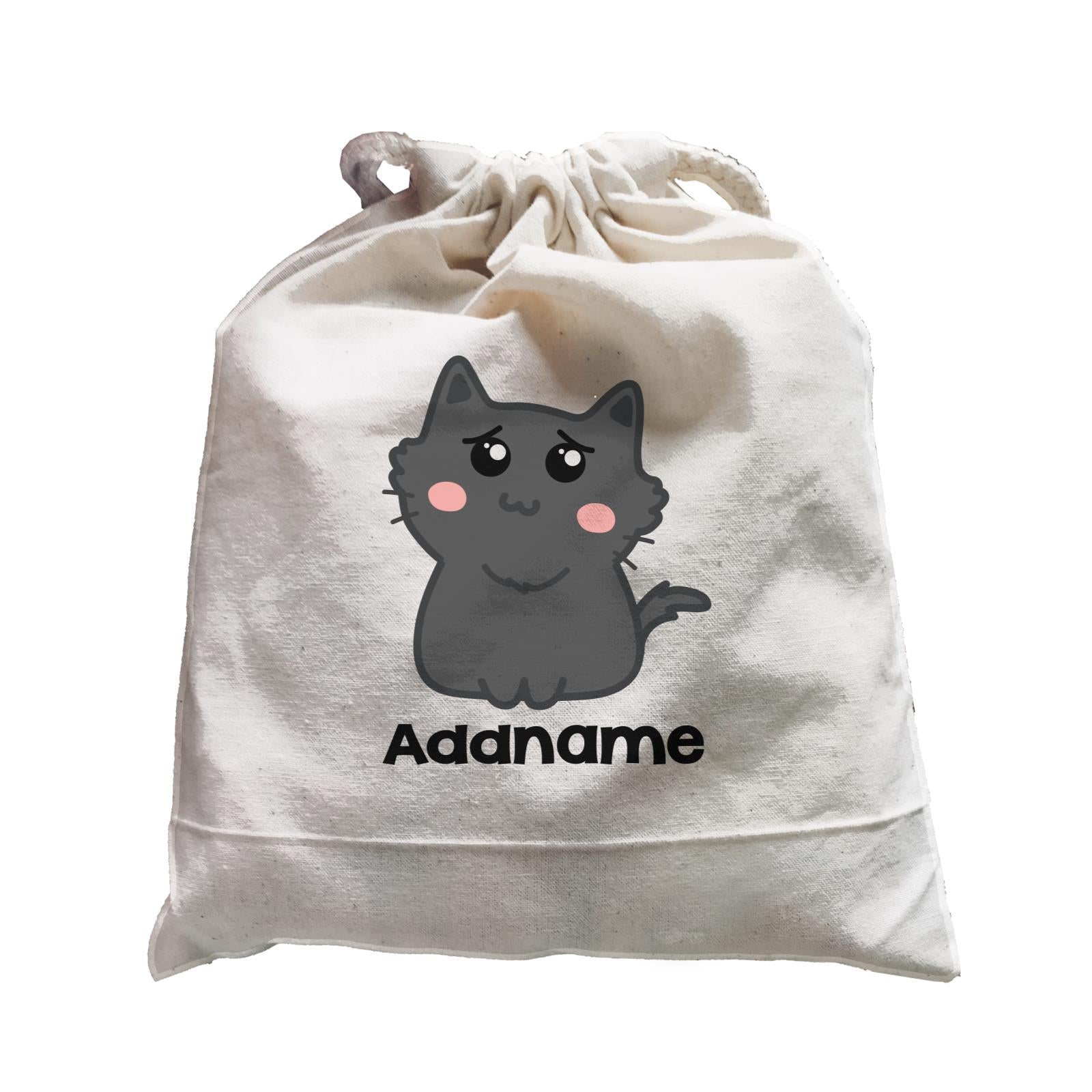 Drawn Adorable Cats Dark Grey Addname Satchel