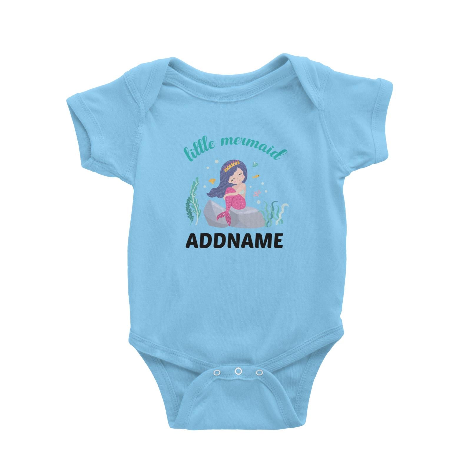 Little Mermaid  Darkblue Hair Addname Baby Romper