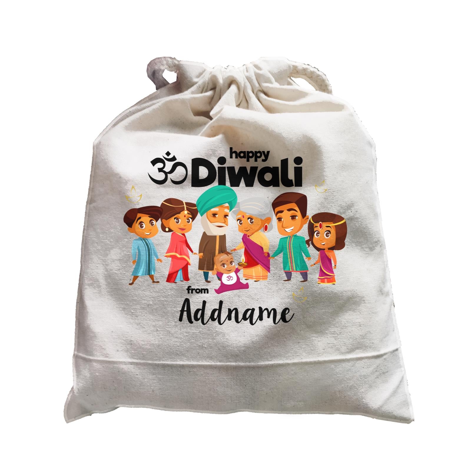 Cute Family Extended OM Happy Diwali From Addname Satchel