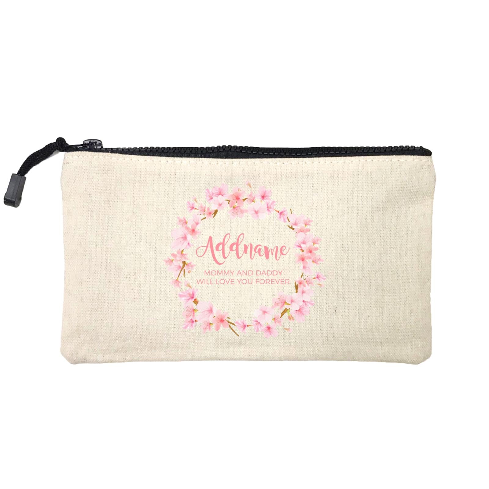 Pink Flower Garland Personalisable with Name and Text Mini Accessories Stationery Pouch