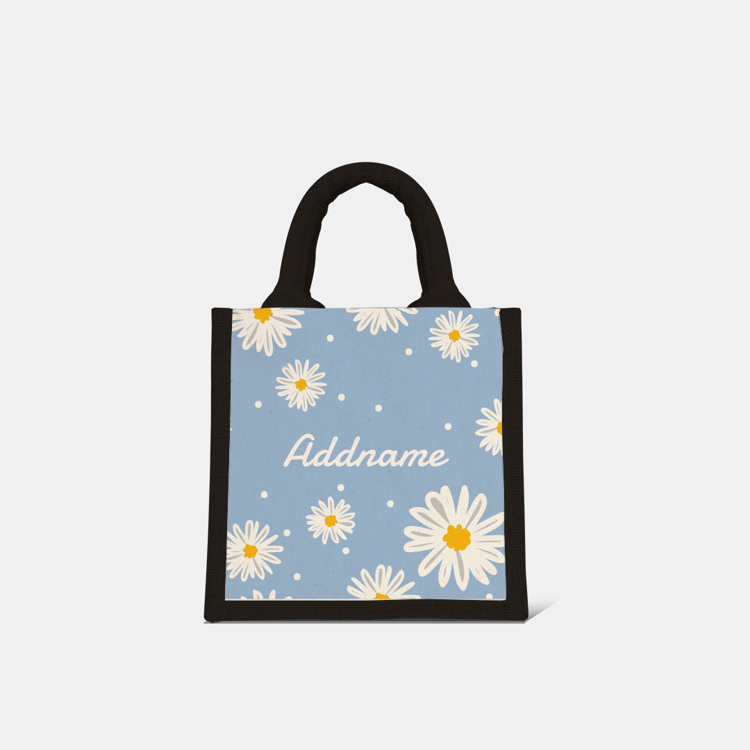 Daisy Series Half Lining Lunch Bag - Frost Black