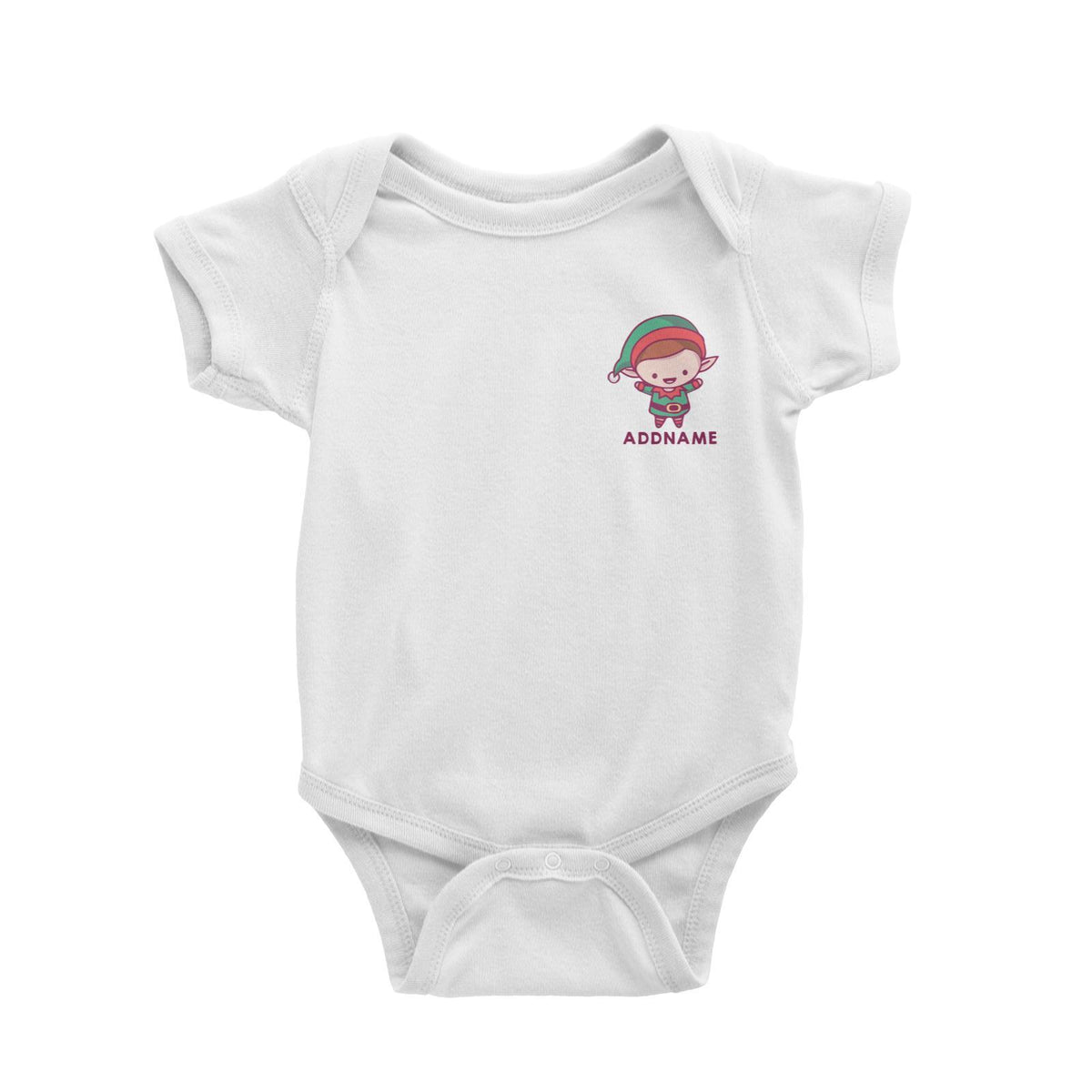 Christmas Cute Pocket Elf Addname Baby Romper
