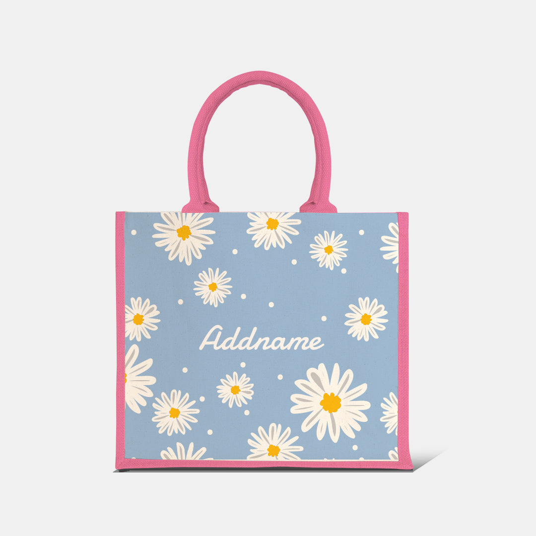 Daisy Series Half Lining Jute Bag - Frost Light Pink