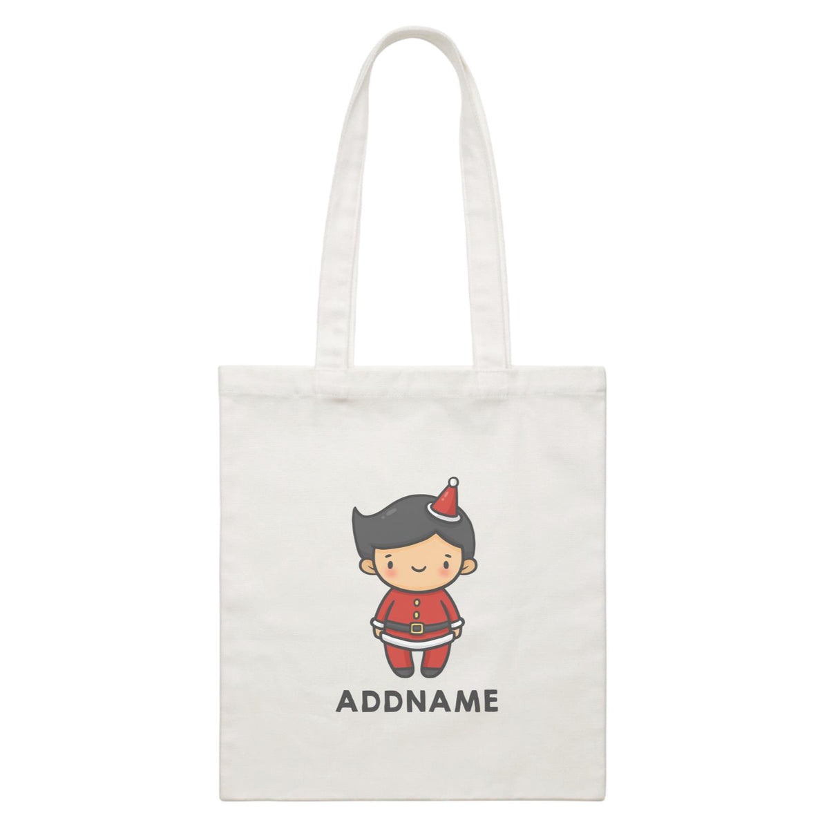 Xmas Cute Boy Addname White Canvas Bag