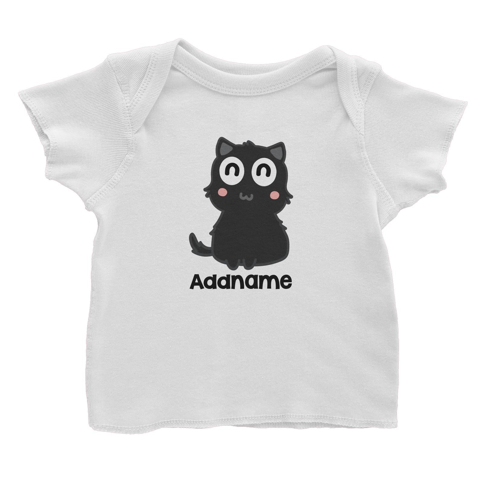 Drawn Adorable Cats Black Addname Baby T-Shirt