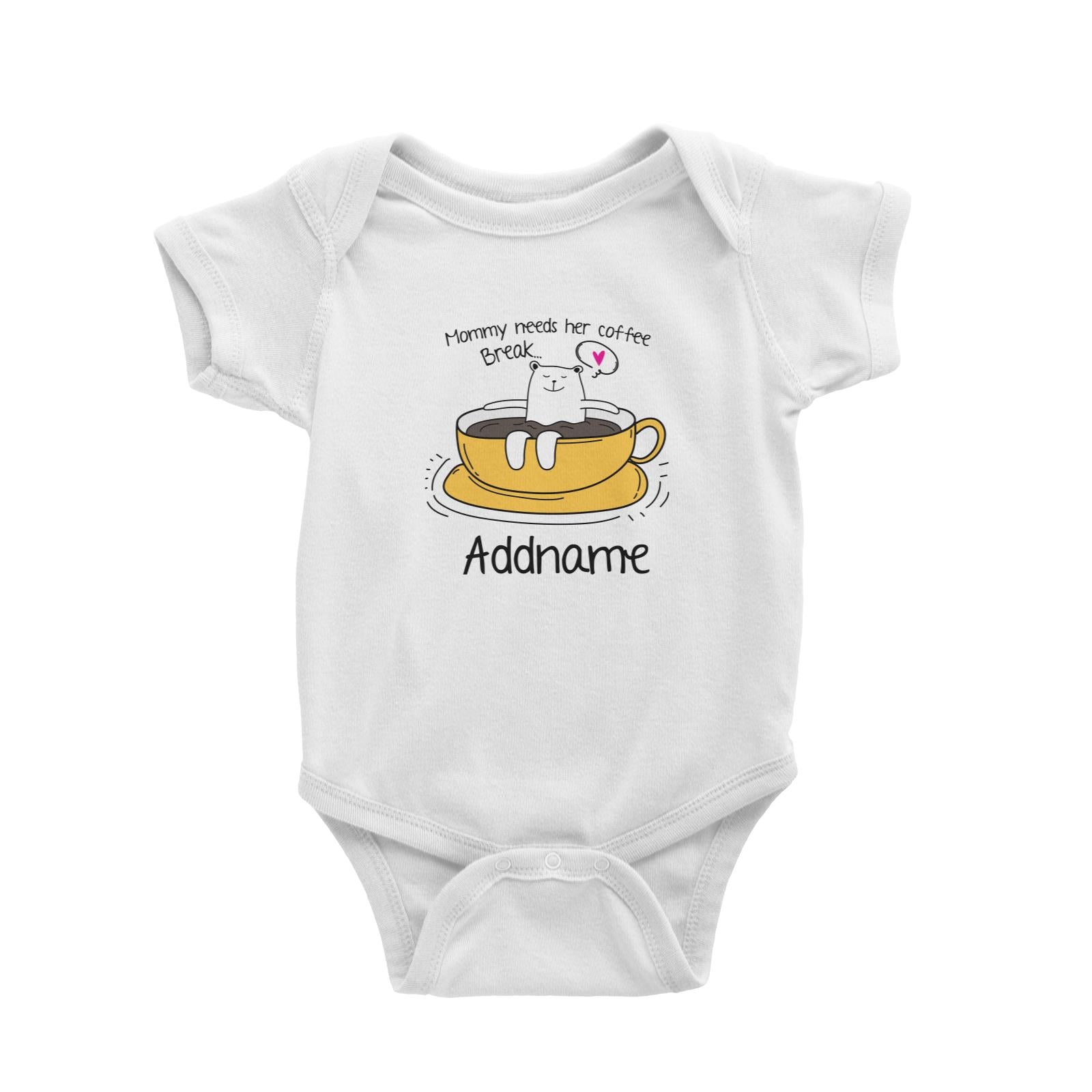Cute Animals And Friends Series Mommy Needs Her Coffee Break Bear Addname Baby Romper