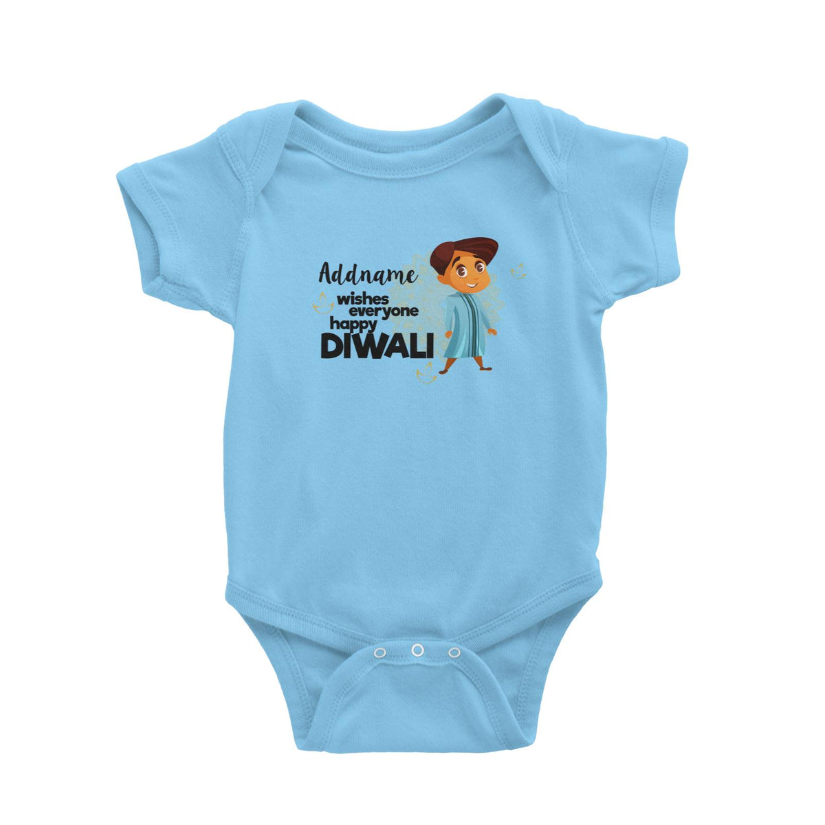 Cute Boy Wishes Everyone Happy Diwali Addname Baby Romper